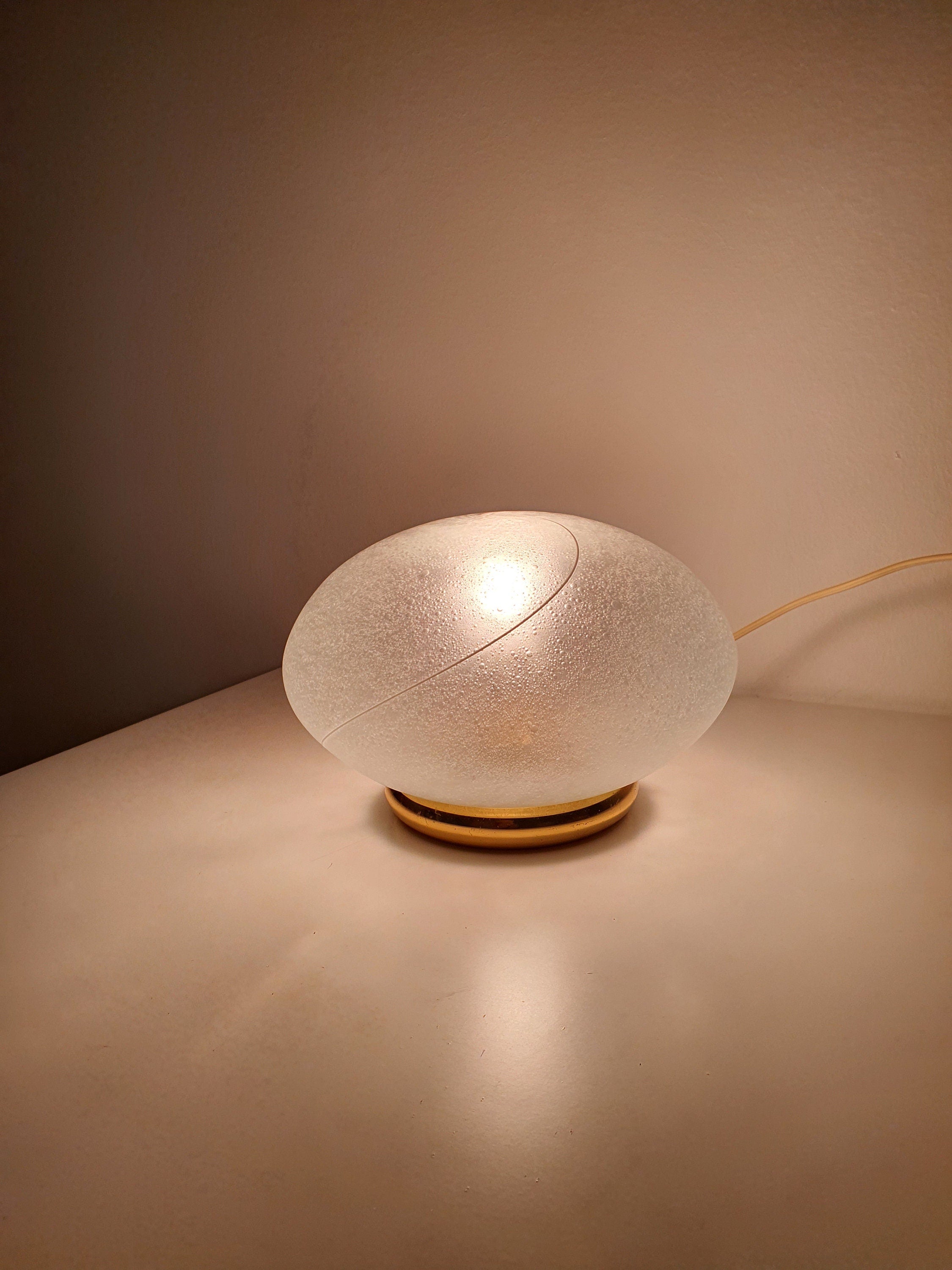 Swirl Murano Glass Globe Table Lamp: MCM Italian Vintage Bedside Light