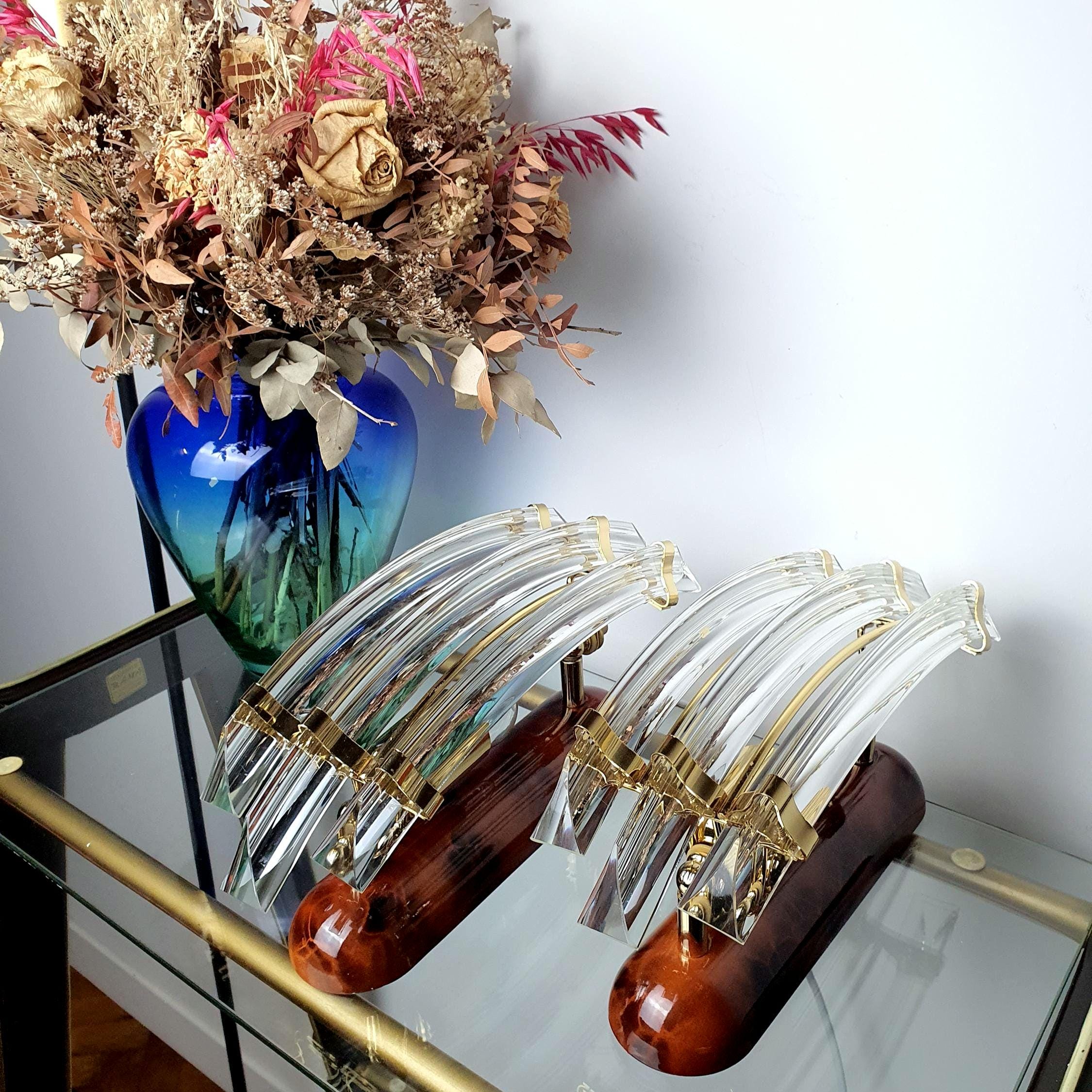 Vintage Crystal Wall Sconces: Spanish MCM Hollywood Regency Lighting