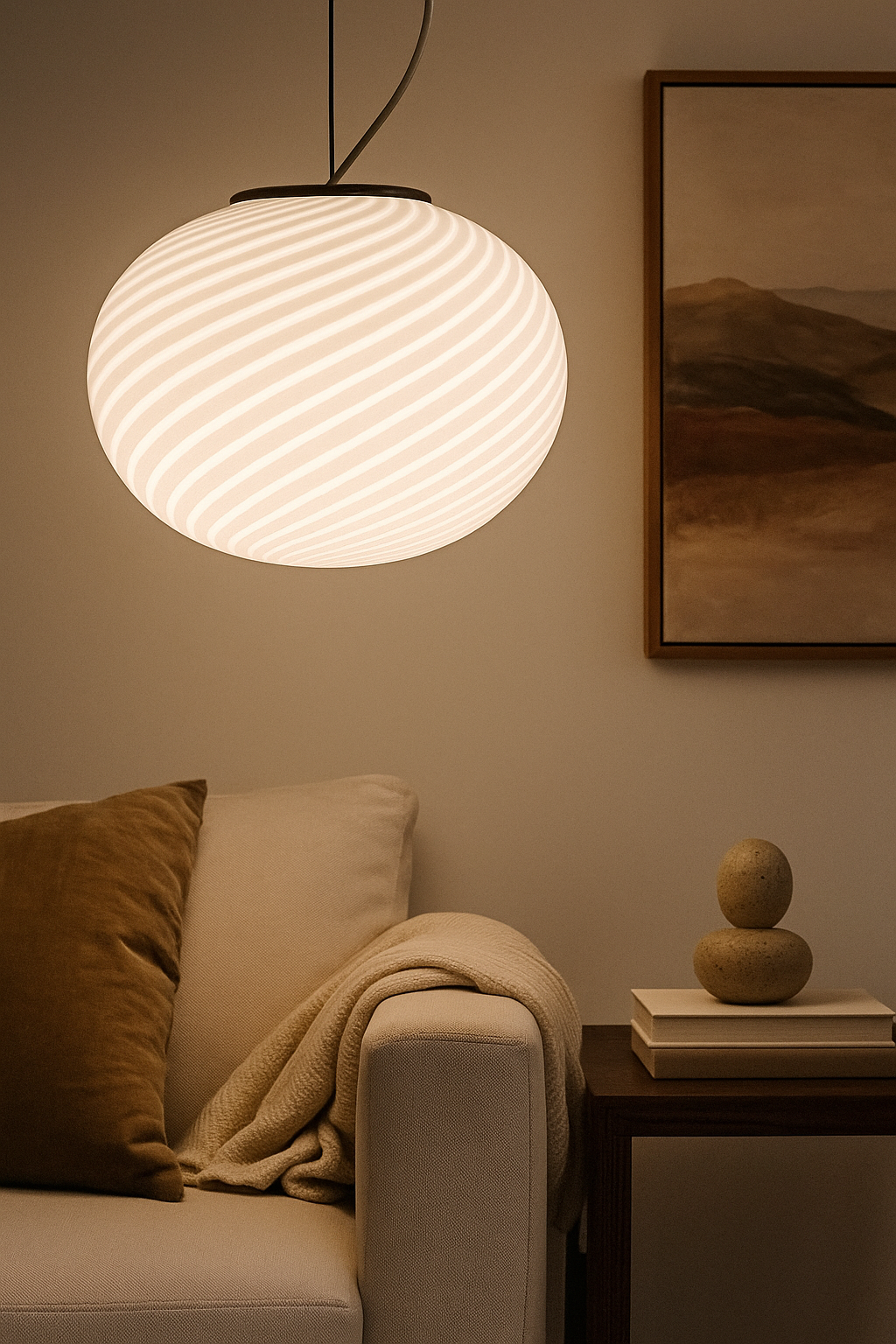 Vintage Murano Glass Swirl Lamps – Authentic Italian Candy Stripe Lighting