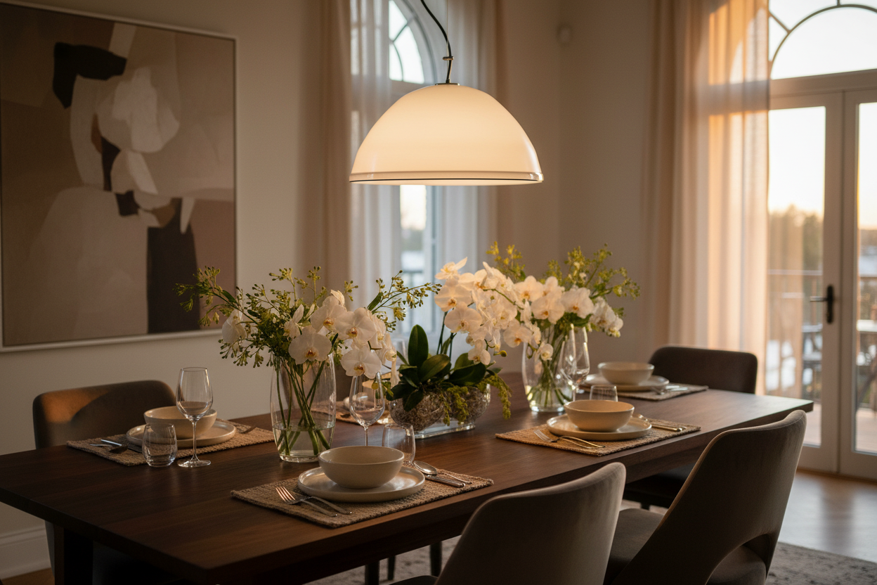 Dining Room - White Bell Pendant