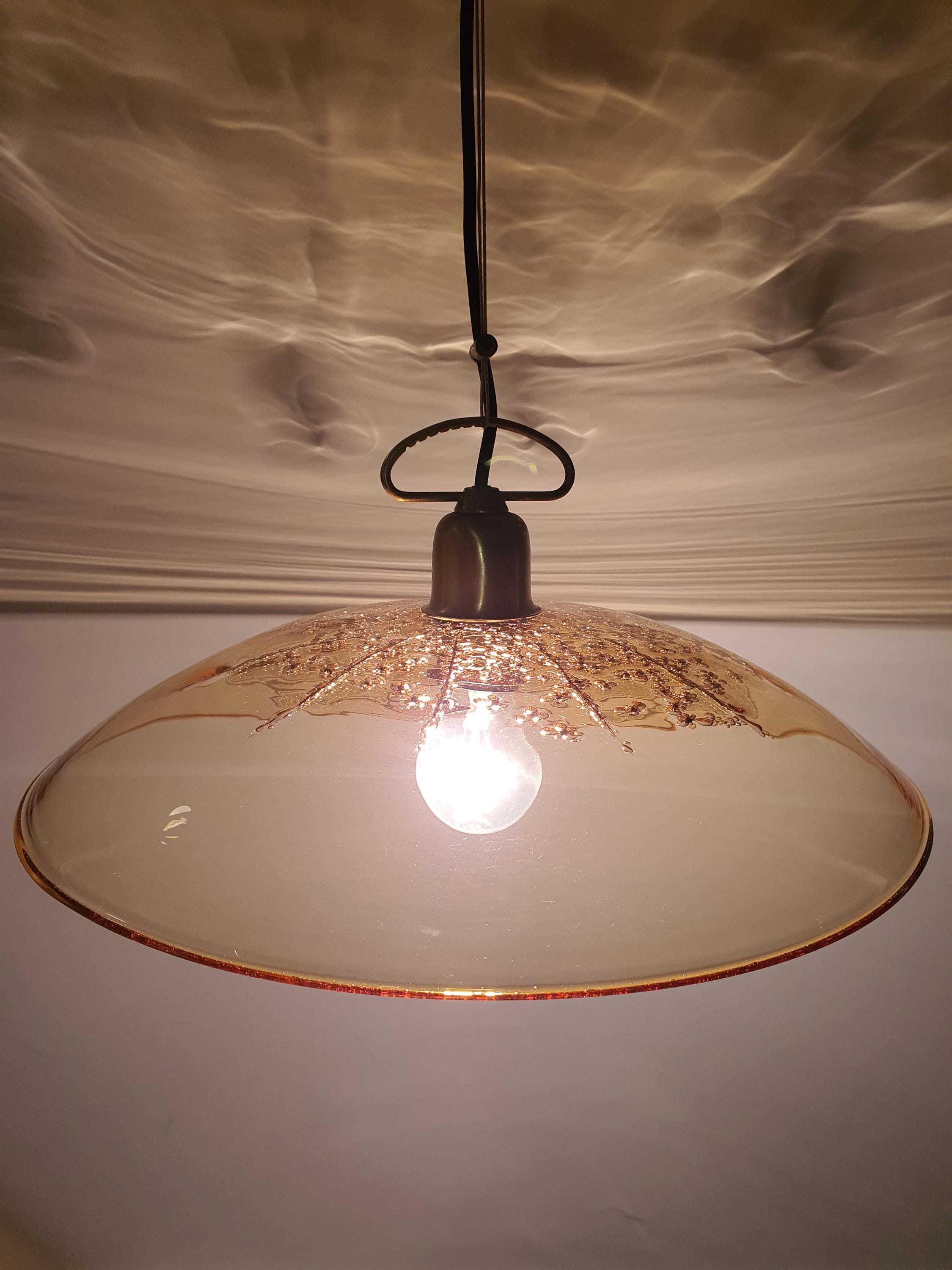 La Murrina Murano Glass Pendant Light: Caramel Bubble Dome, Art Nouveau