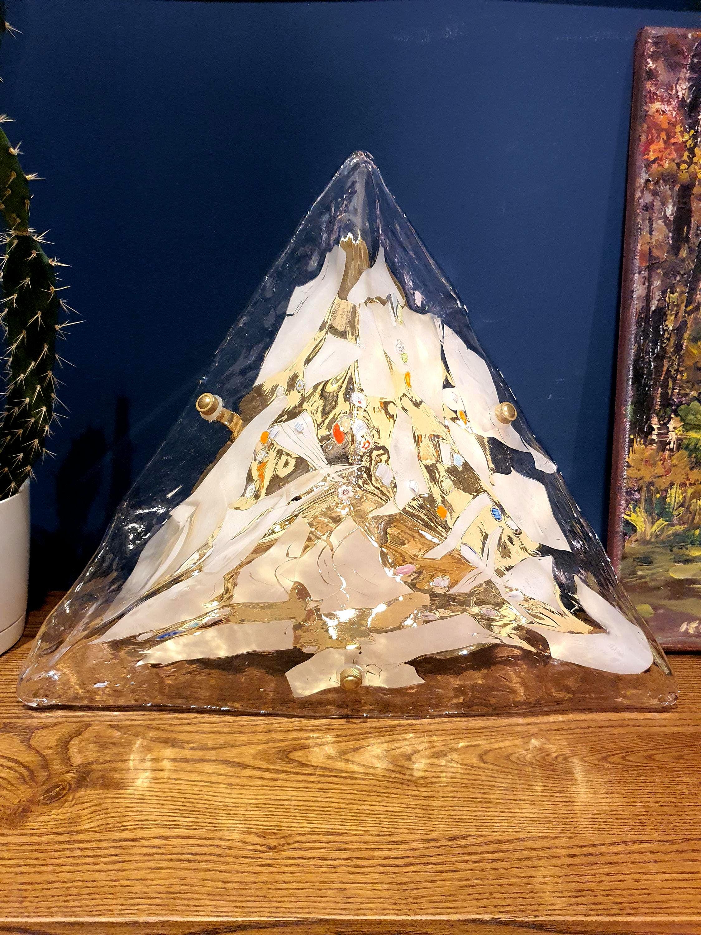 Vintage Murano Glass Triangle Lamp: Retro Home Decor