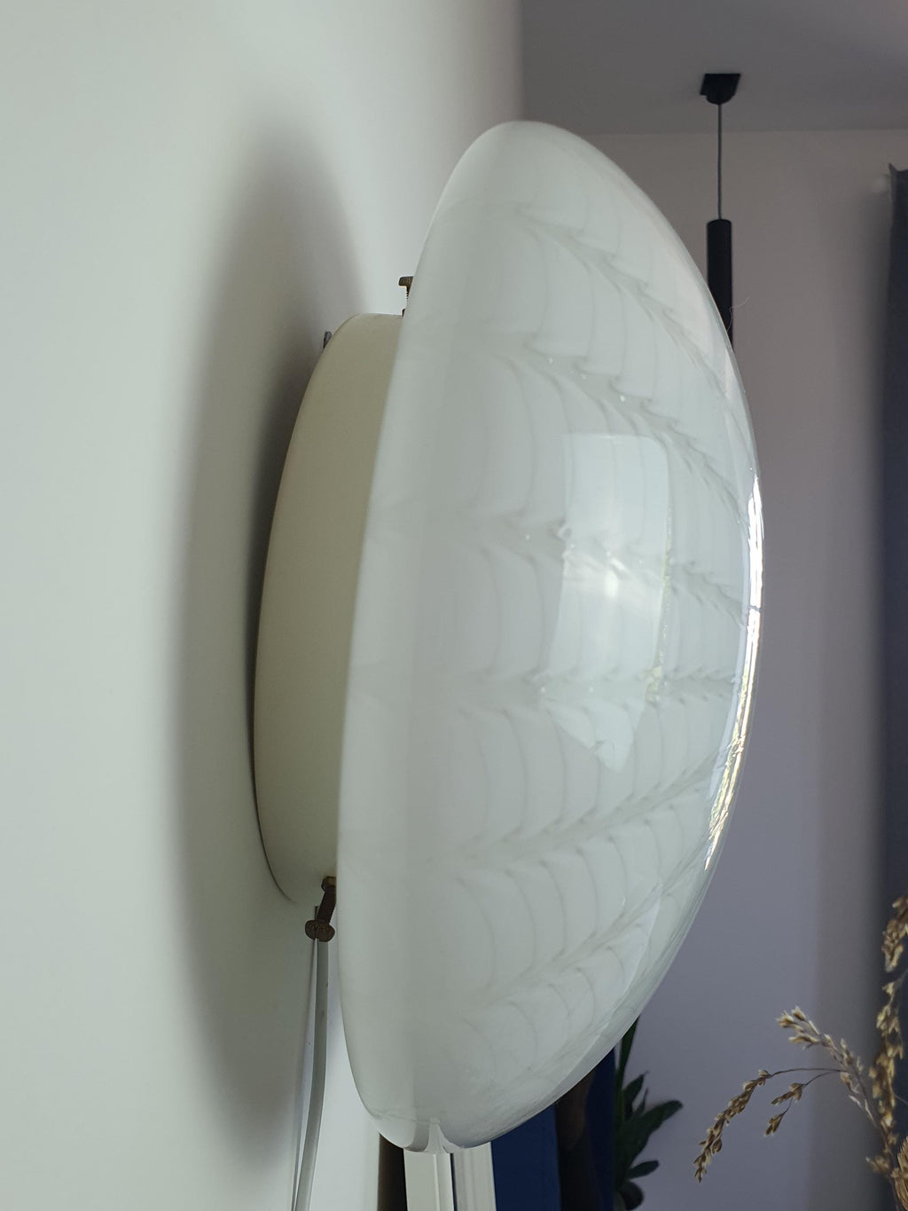 Vintage Murano Glass Flush Mount Light: Swirl Starburst, Mid-Century Modern
