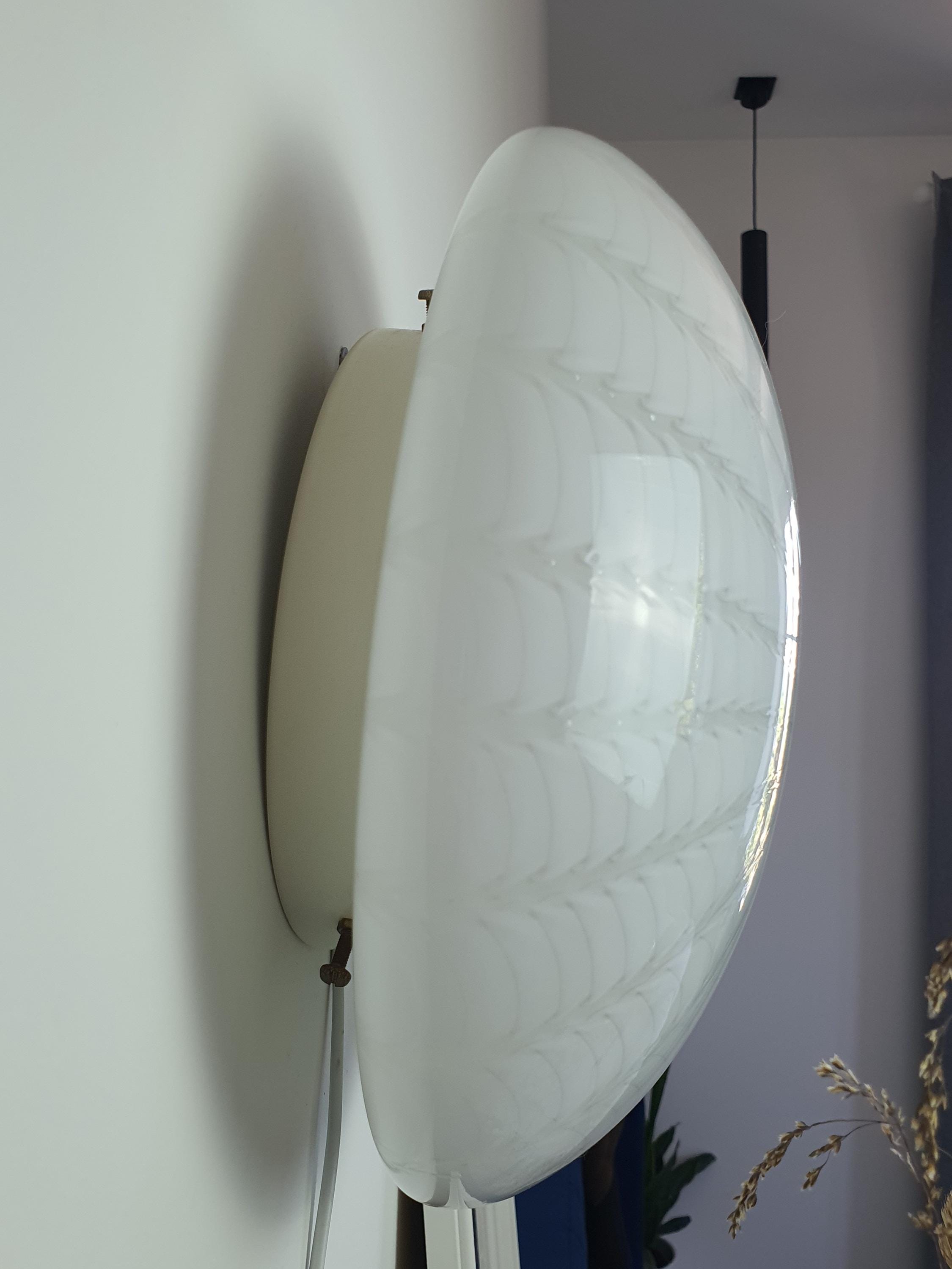 Vintage Murano Glass Flush Mount Light: Swirl Starburst, Mid-Century Modern
