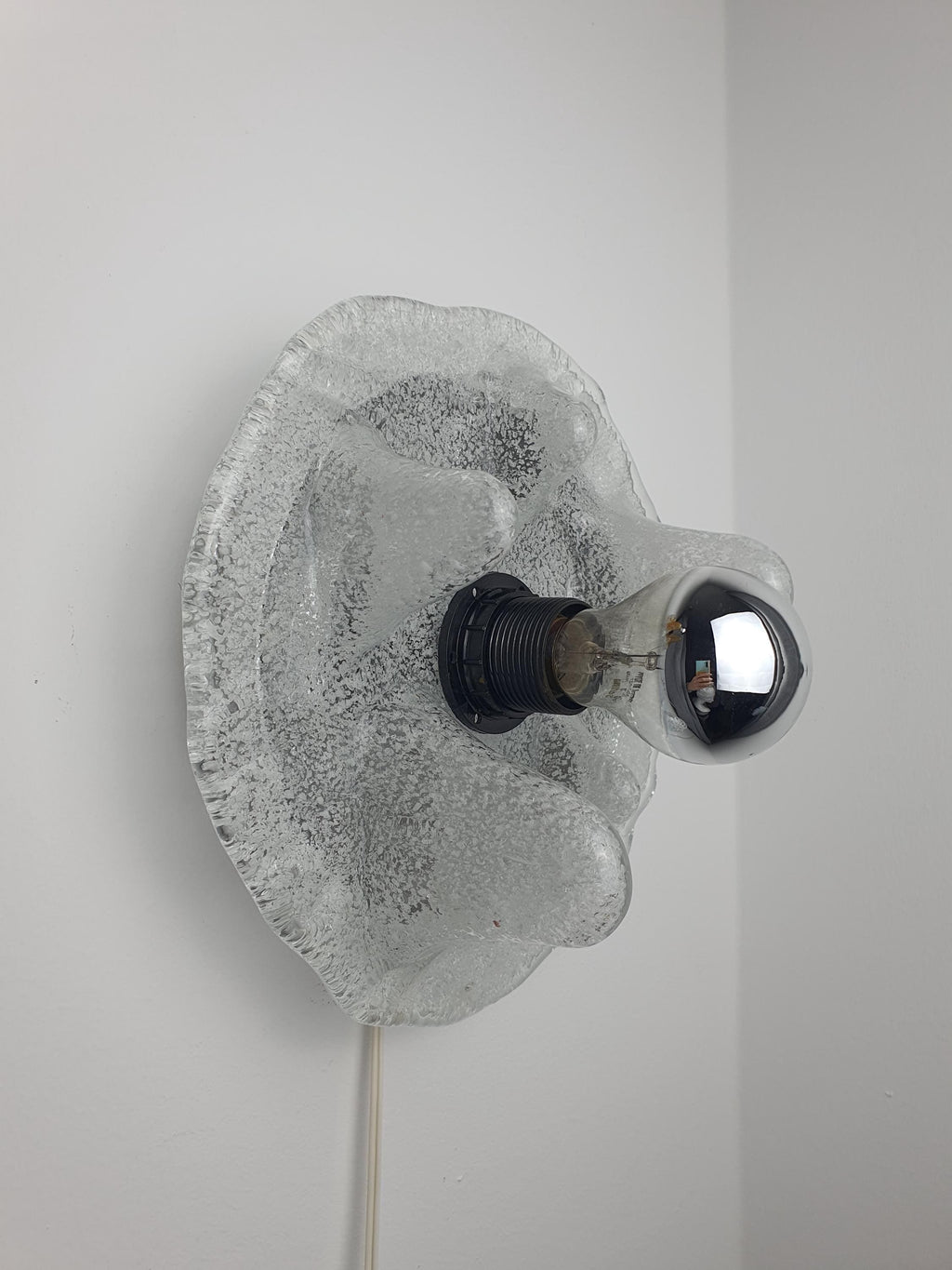 Set of 2 Mazzega drop wall lights — both fixtures shown together, chrome bases