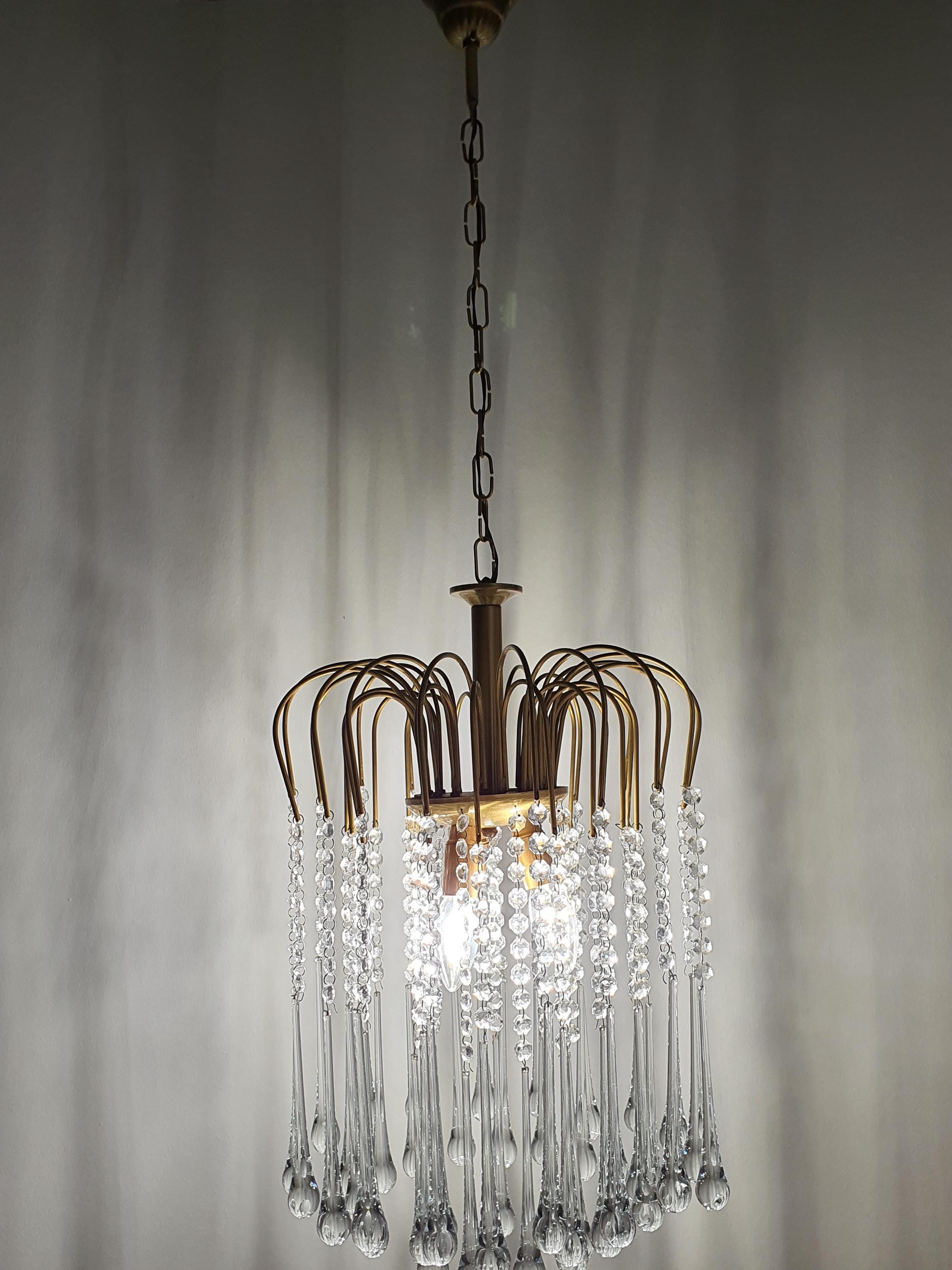 Murano glass teardrop chandelier — 4 spare drop elements included, detail