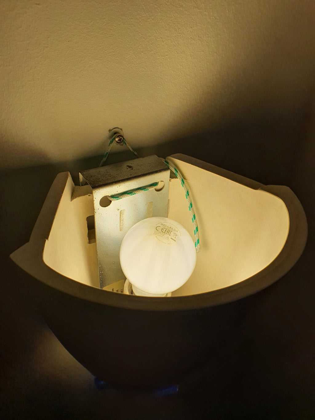 Gypsun Transat2 set of 2 ivory french plaster wall lights with blue accents