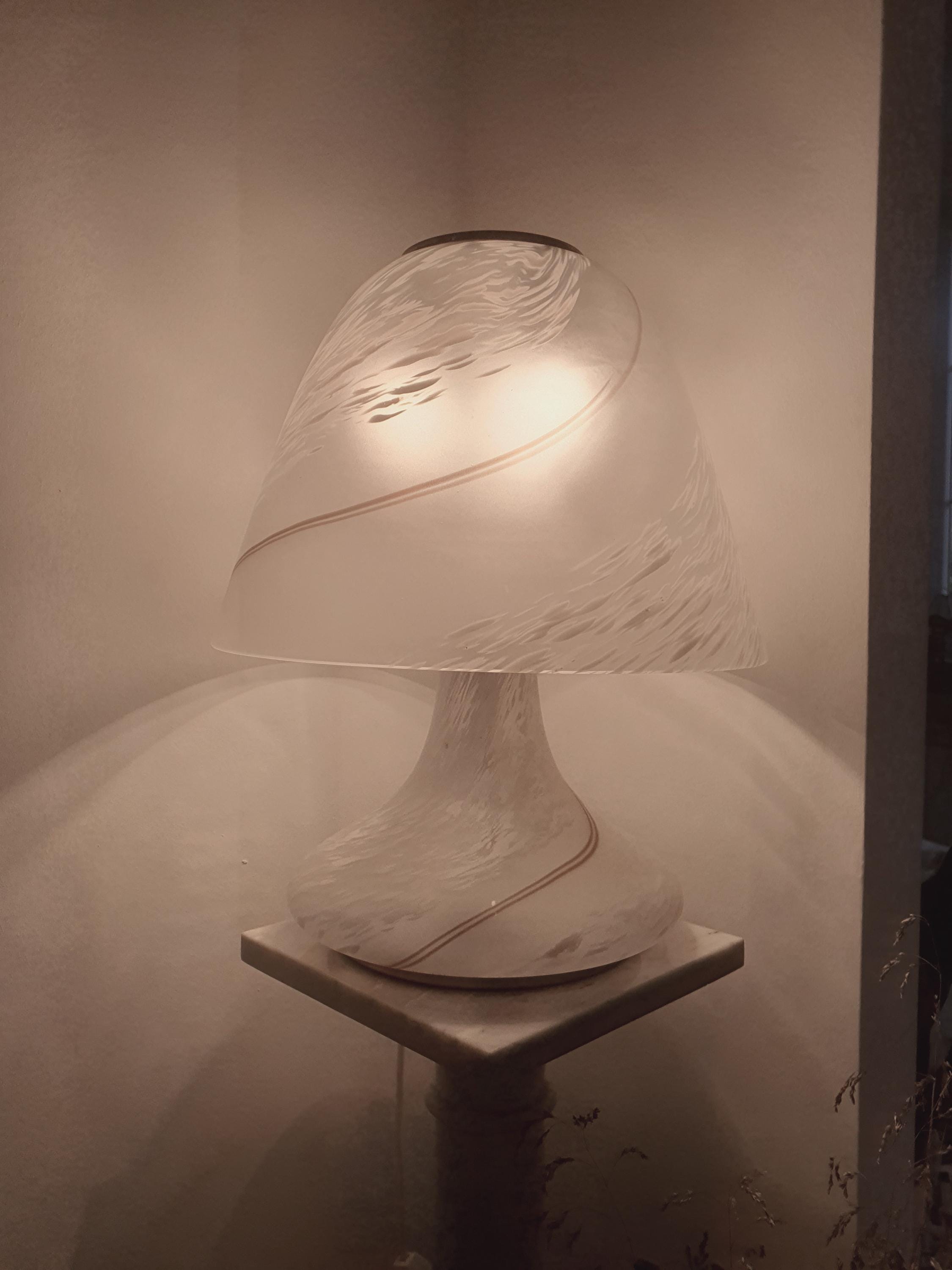 Large Murano Glass Mushroom Lamp: Italian Retro Ambient Light