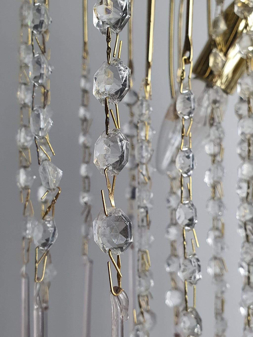 Vintage Murano Glass Chandelier | Pink Teardrop Hollywood Regency Cascade Light