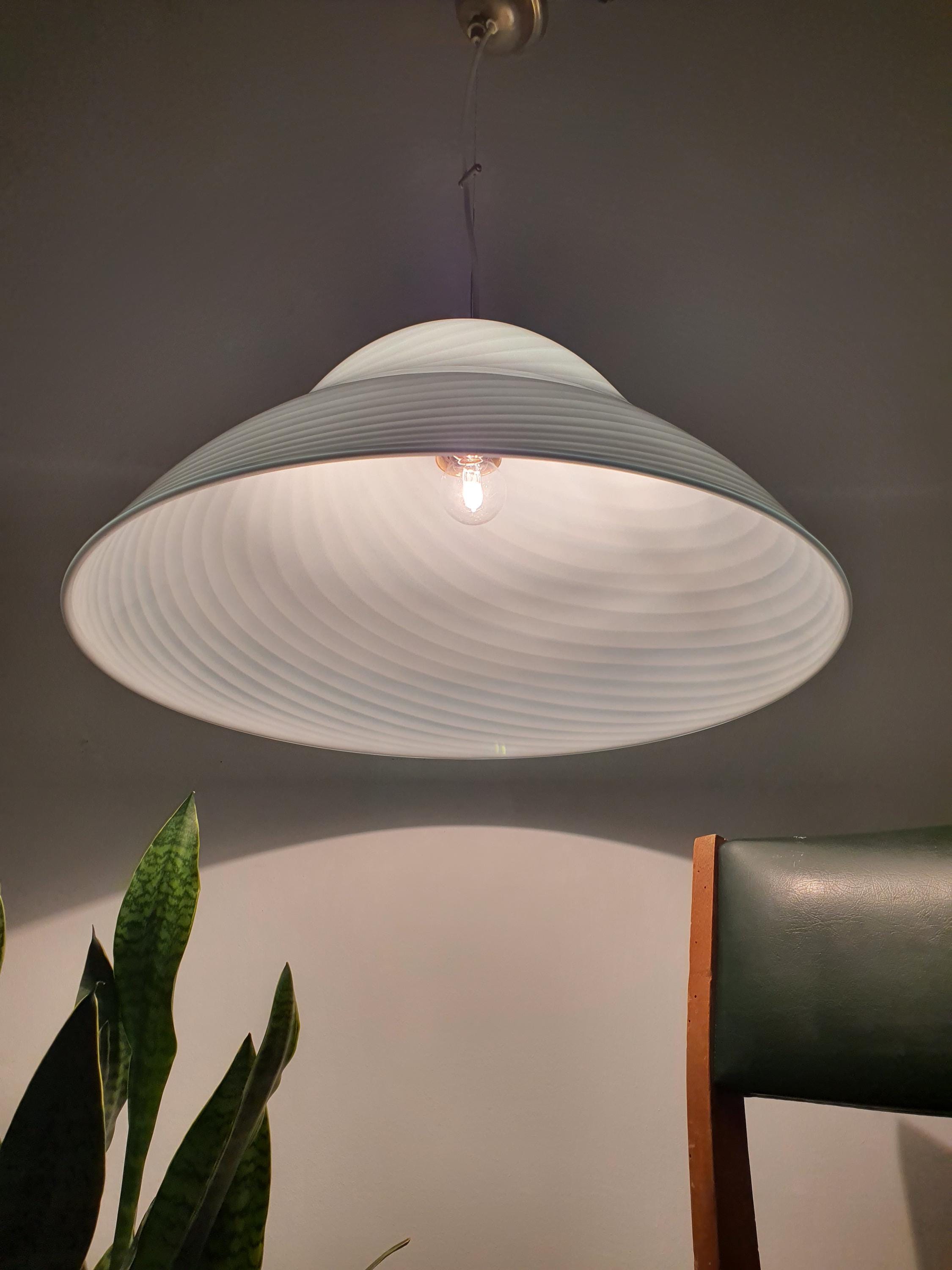 Tiffany color bell shape nursery lighting in hand-crafted Murano glass | swirl pendant light | Midcentury lamp italian vintage home decor