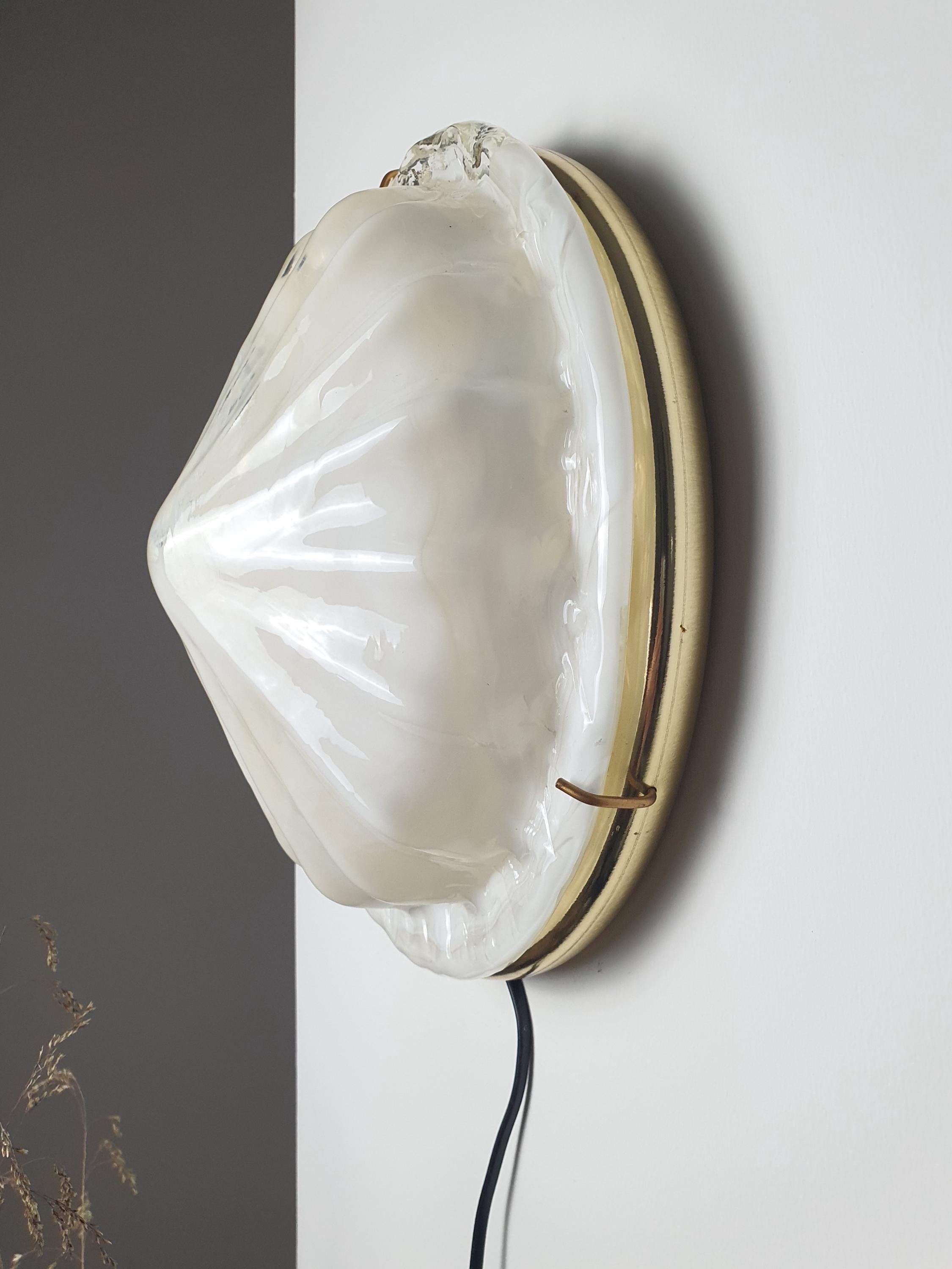 La Murrina Murano Glass White Shell Flush Mount or Wall Sconce Gold Base