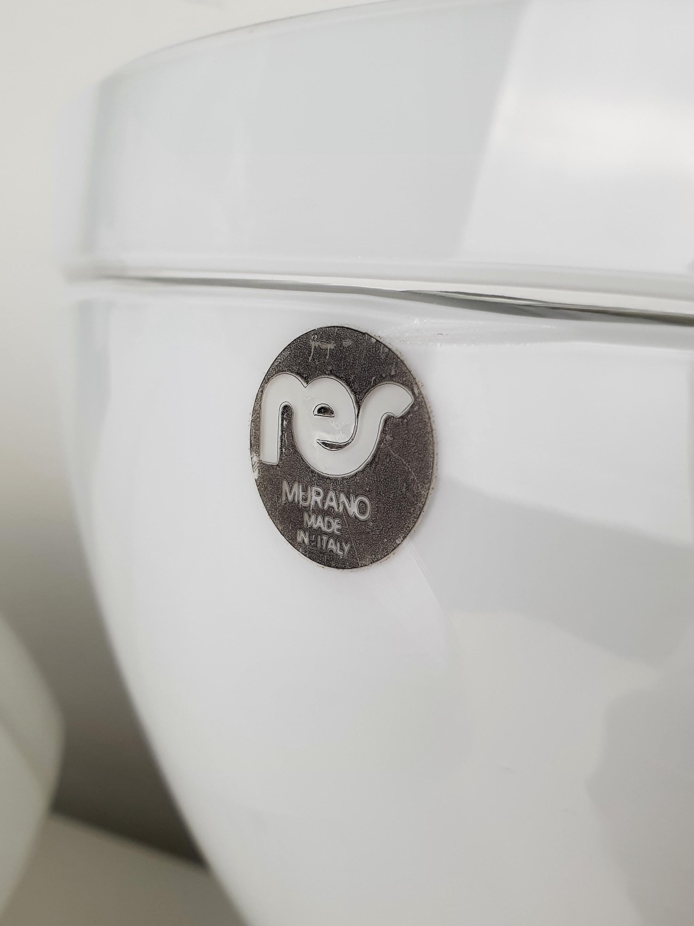 RES Murano Glass Pair Vintage Minimalist Half Moon White Wall Sconces