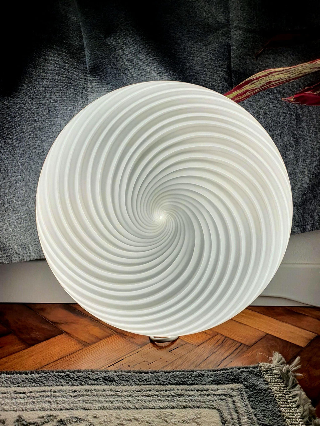 Vintage Murano Glass Swirl Flush Mount Light: Handcrafted Italian Ceiling Lamp