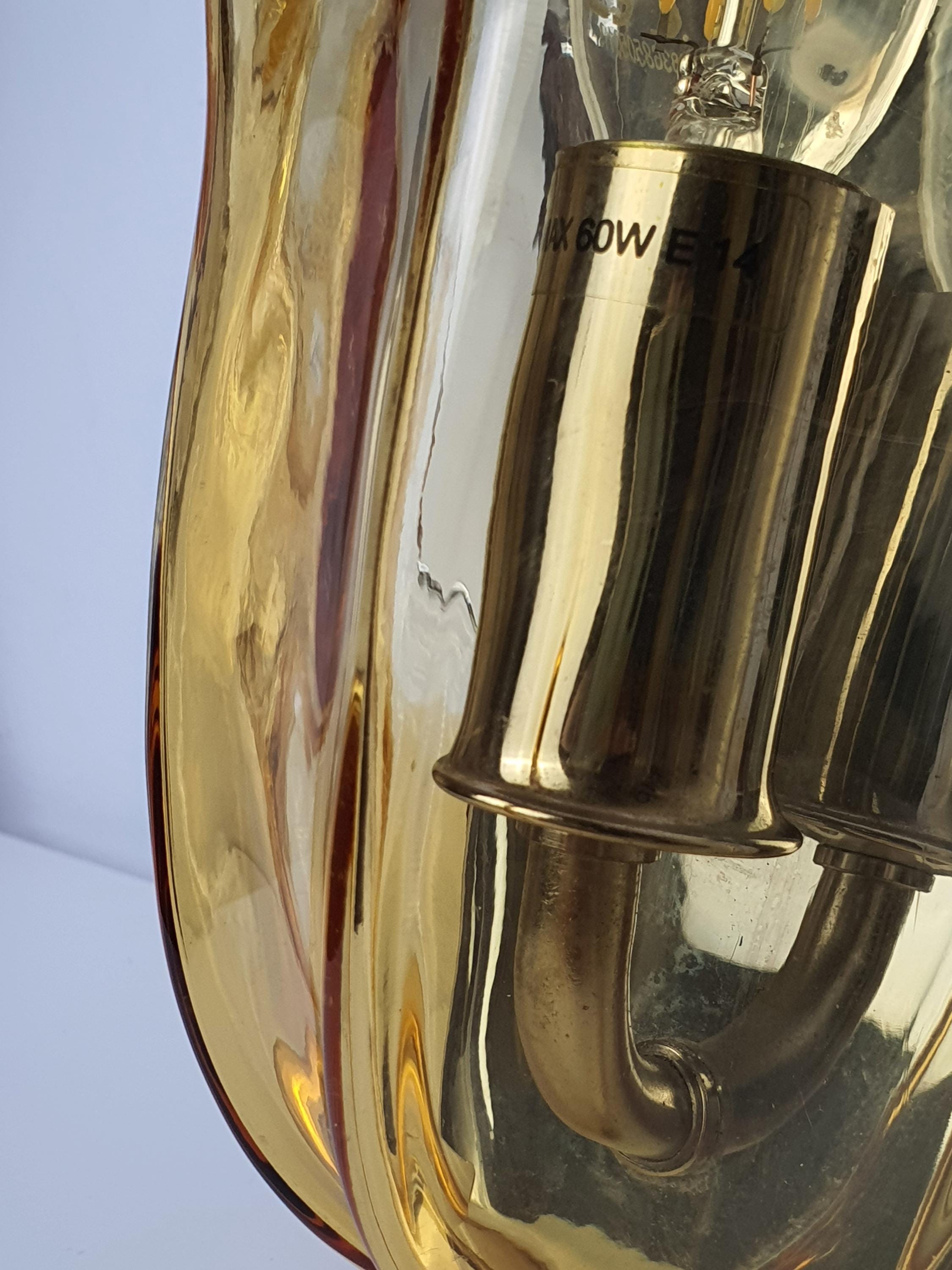 La Murrina Murano Glass Caramel Wall Sconce Tulip Clear Chrome