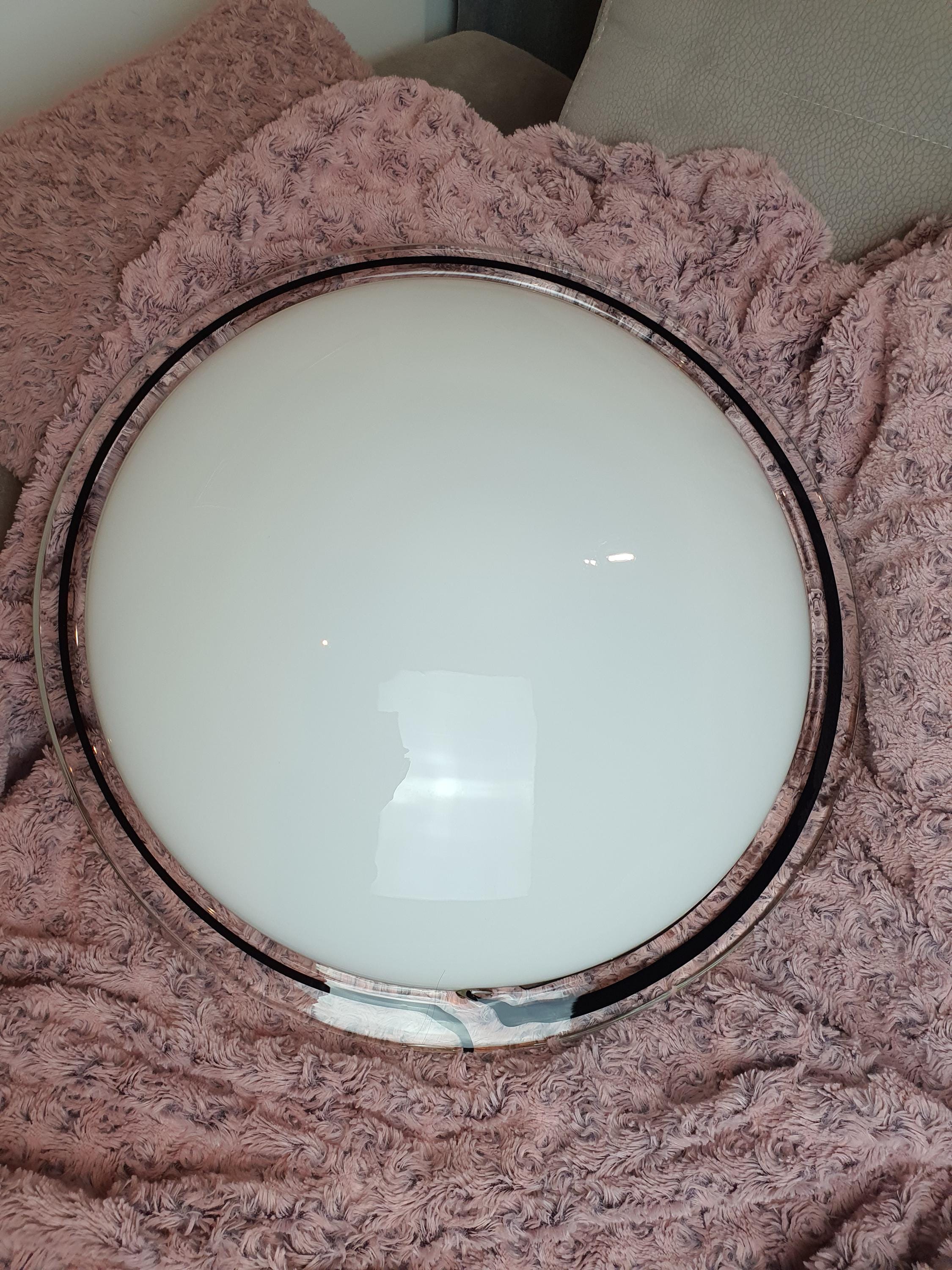 大型穆拉诺玻璃吸顶灯 | 意大利复古白色黑纹中世纪吊顶灯