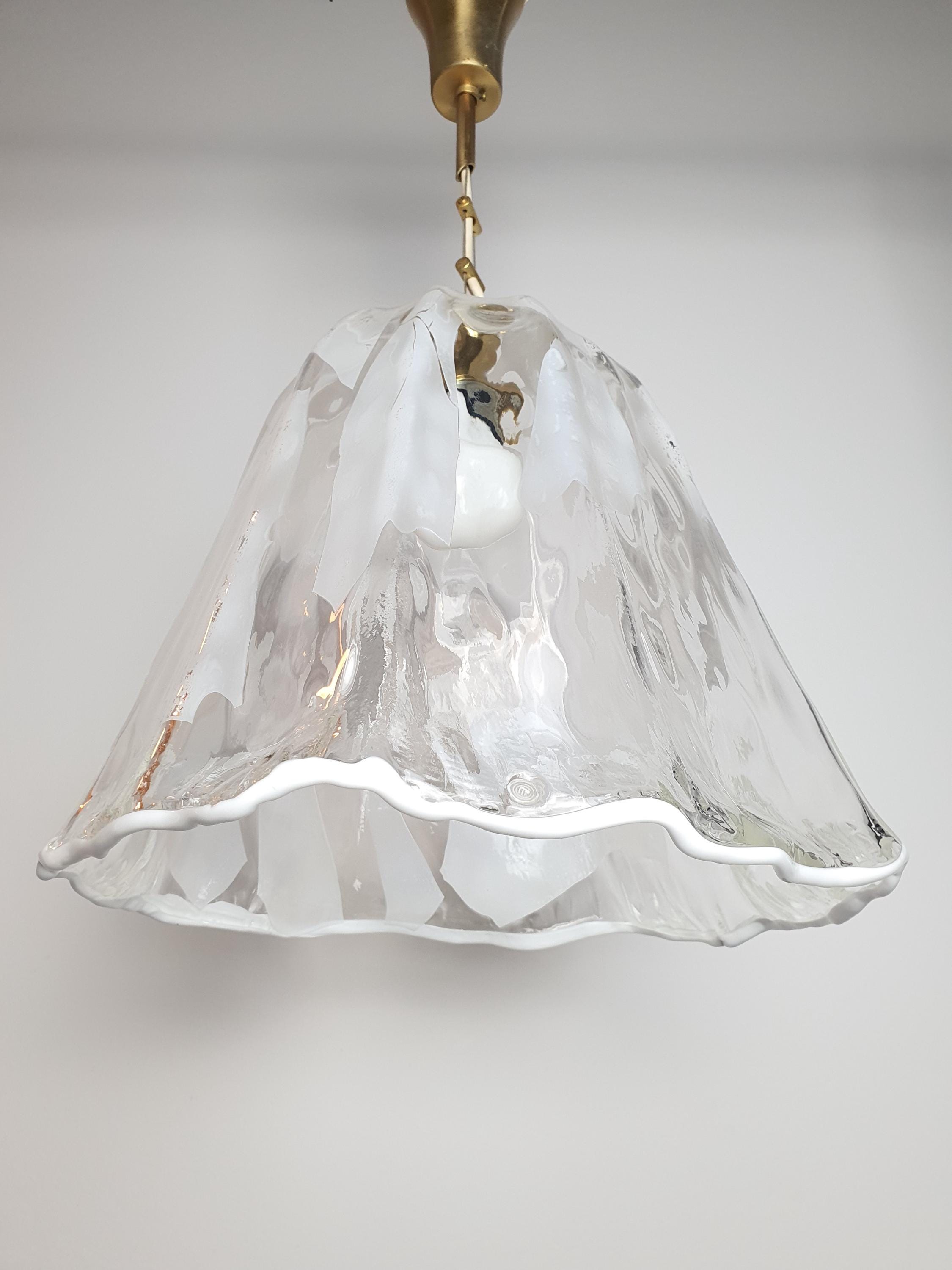 Vintage La Murrina Murano Glass Bell Pendant Light: Italian Floral Lighting