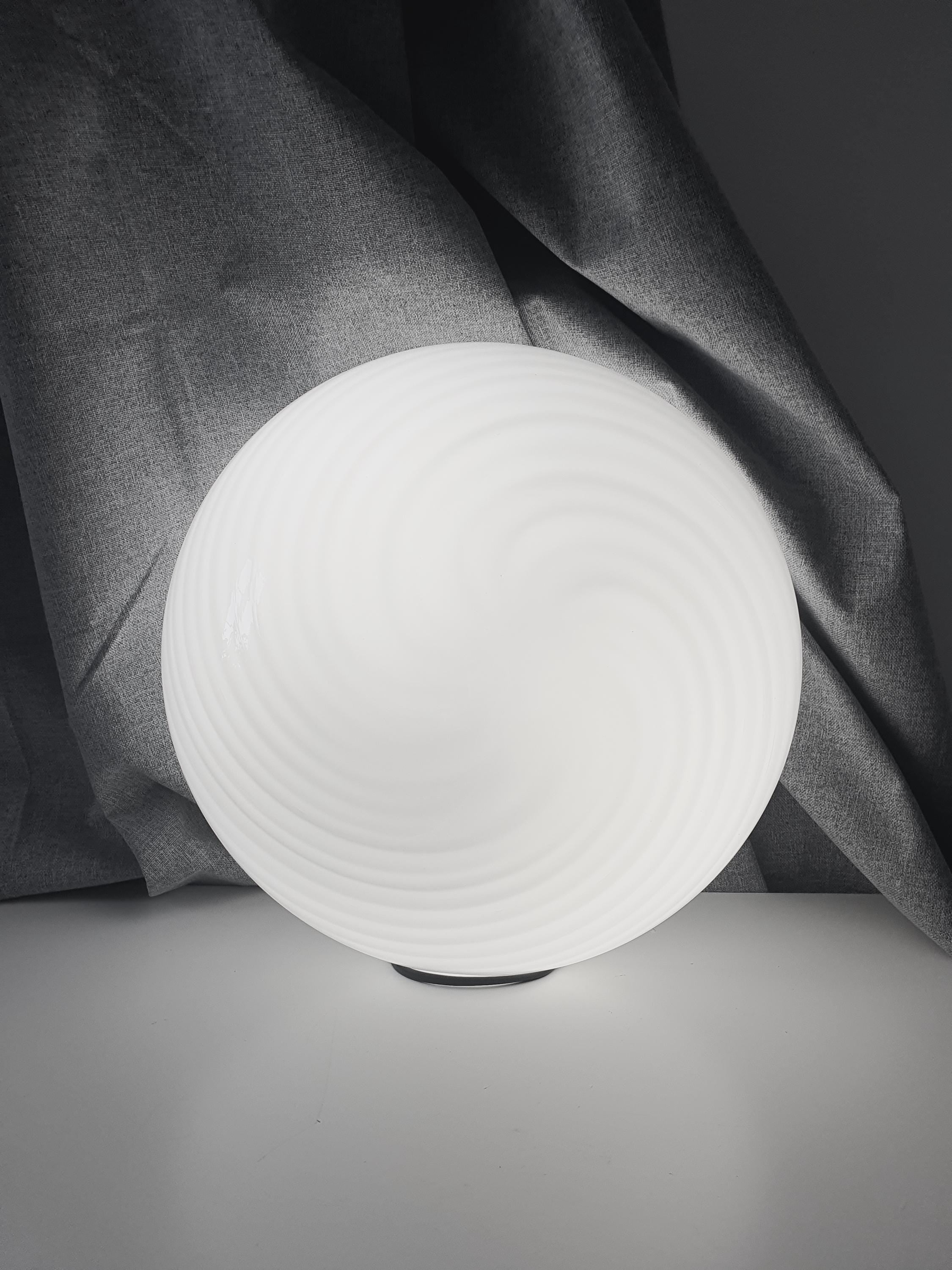 Vintage Murano Glass Swirl Lamp: 1980s MCM Flush Mount Light