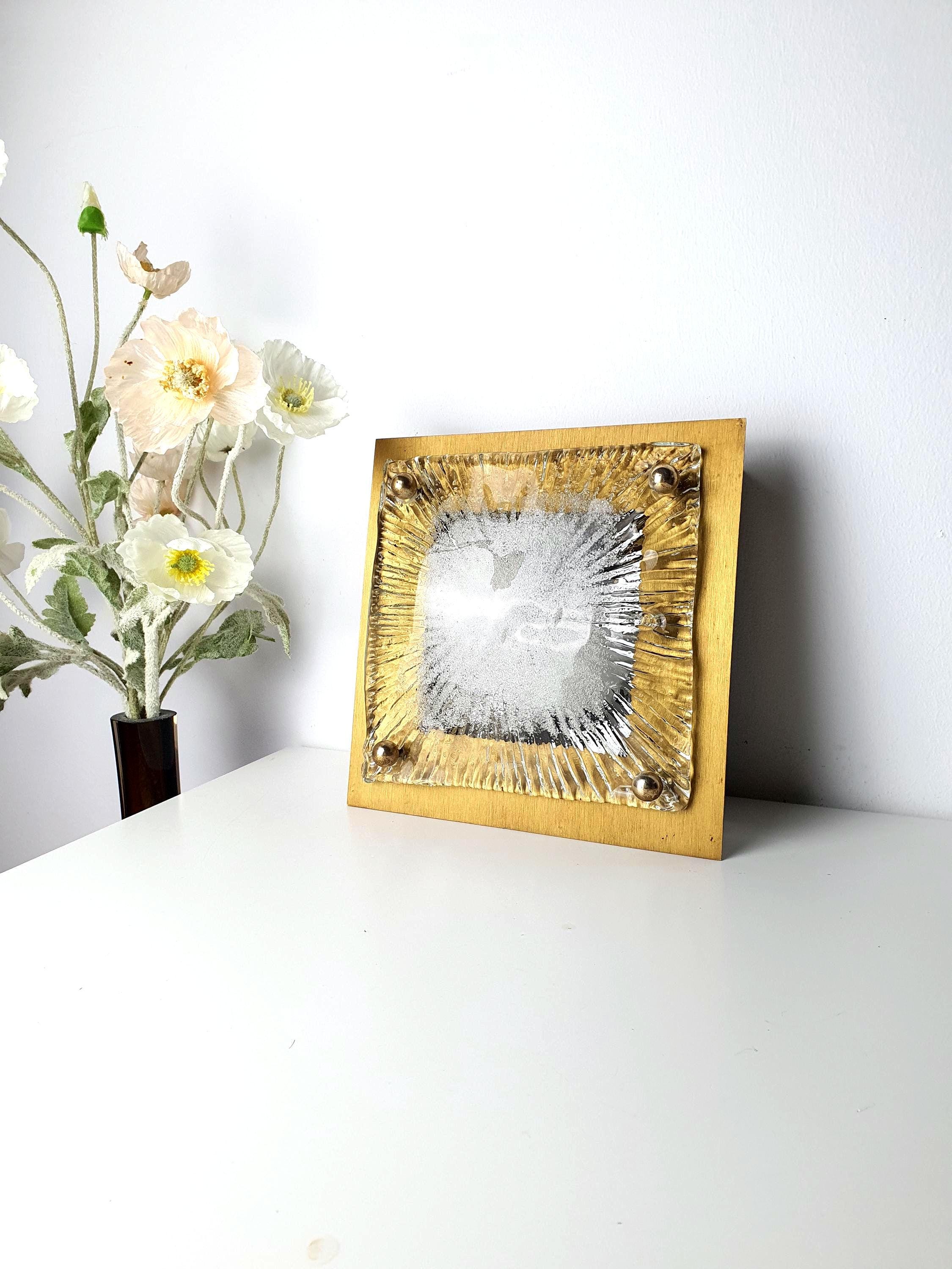 La Murrina vintage Murano glass flush mount ceiling light, handblown clear glass, organic square shape