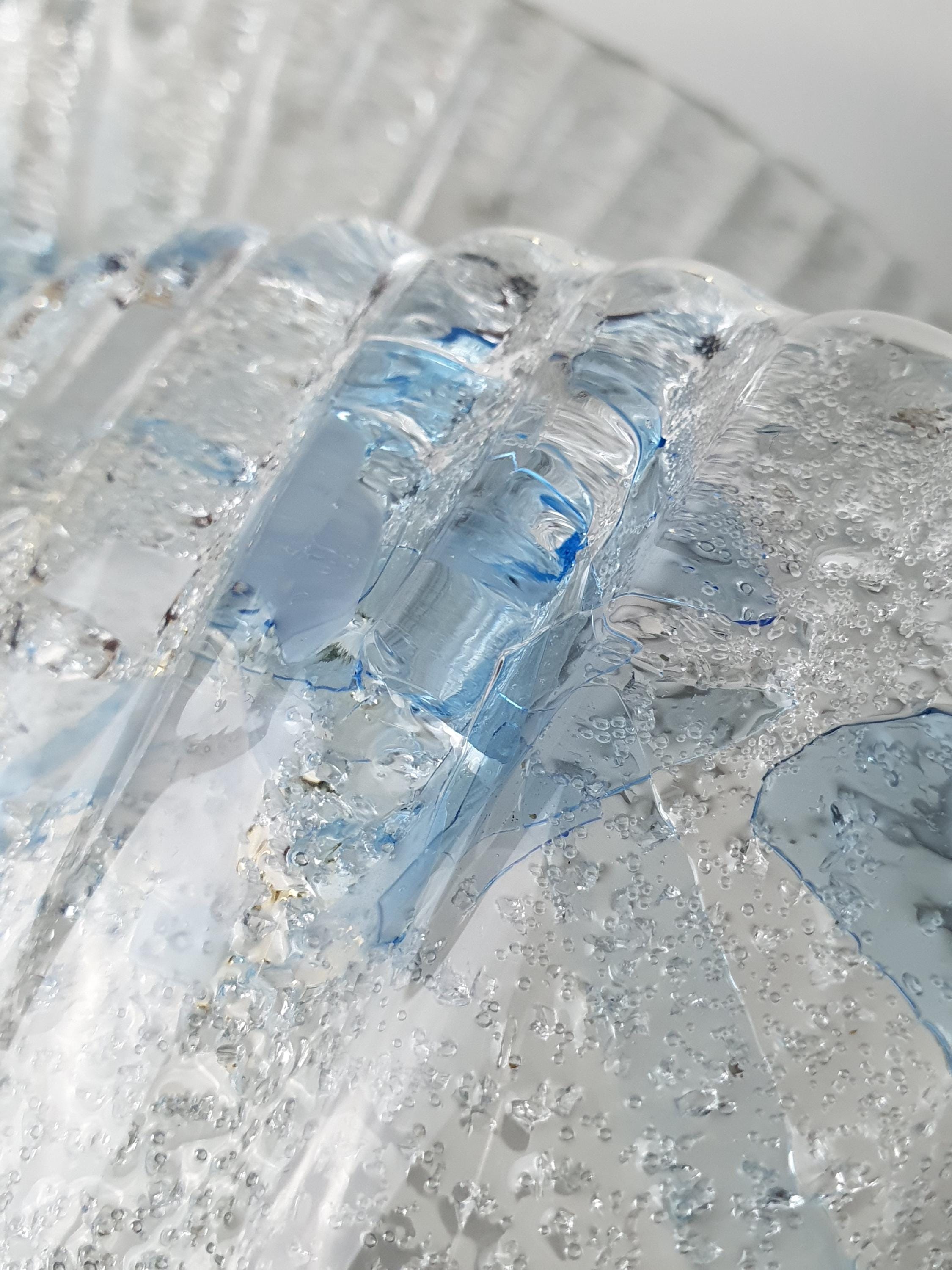 Pair of Vintage Murano Glass Shell Wall Sconces | Frosted Italian Lighting with Blue Accents