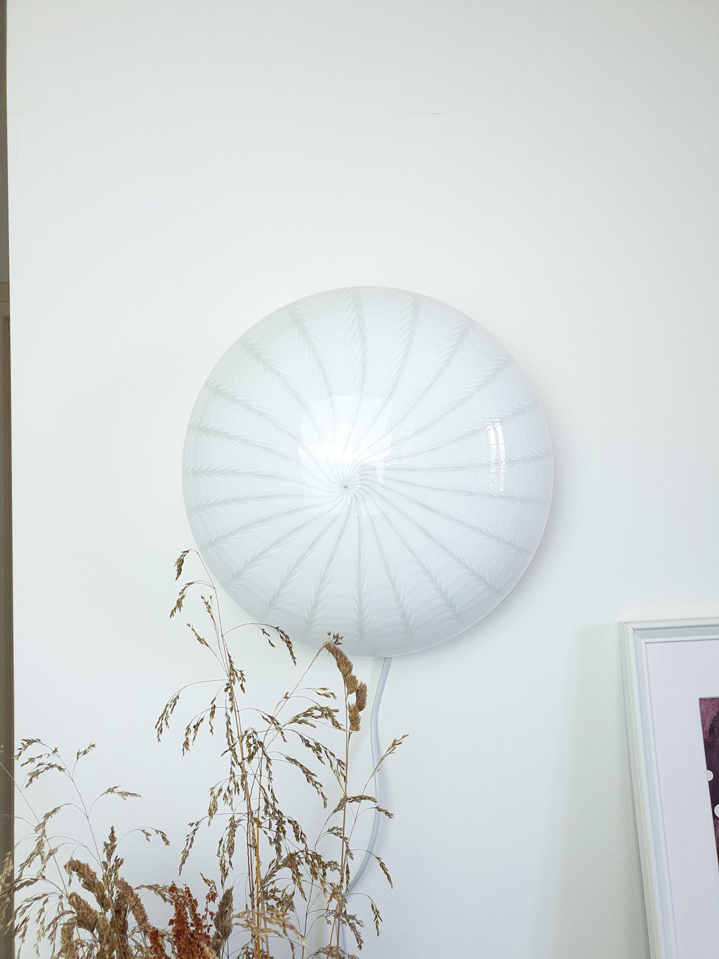 Vintage Murano Glass Flush Mount Light: Swirl Starburst, Mid-Century Modern