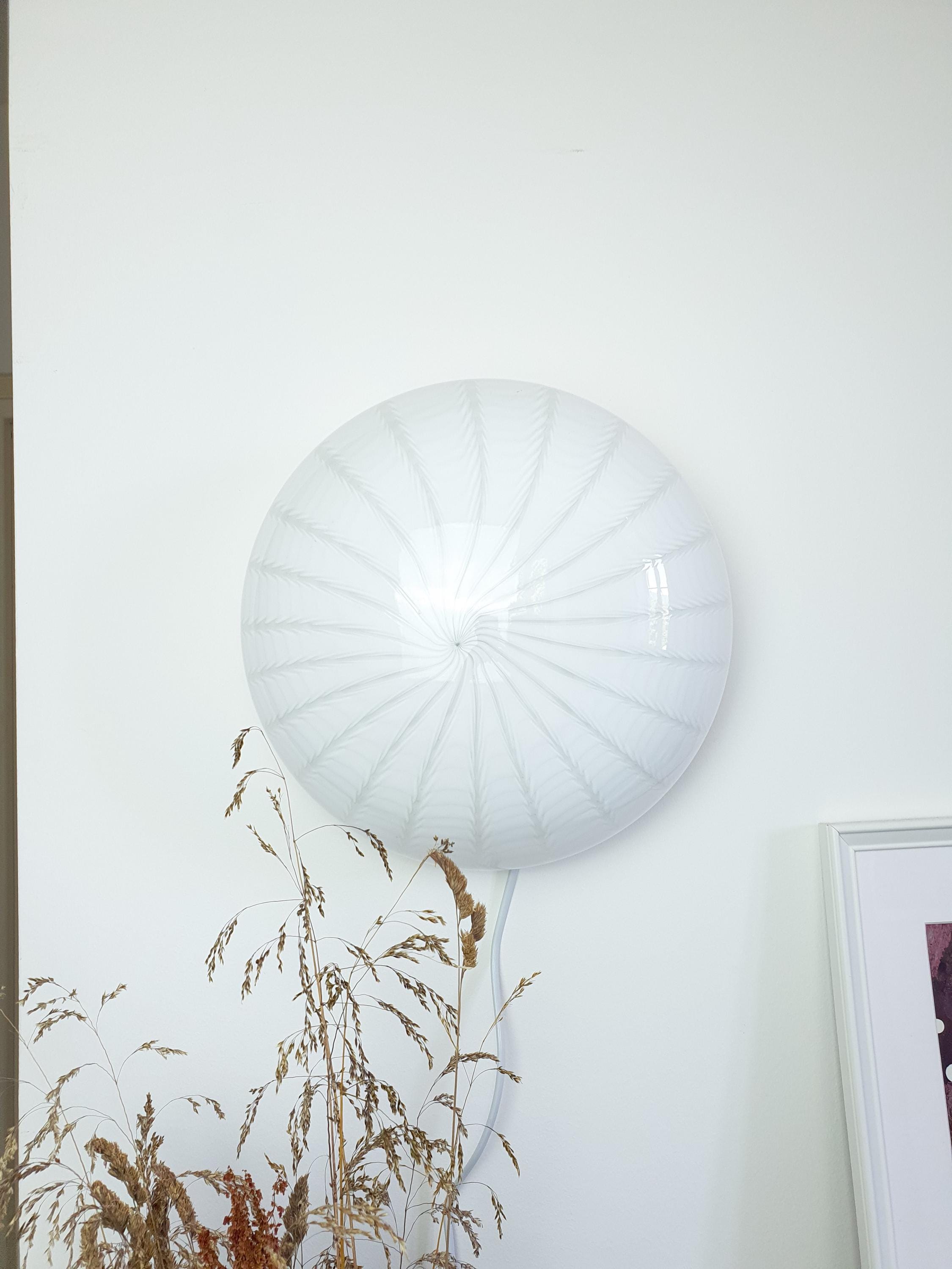 Vintage Murano Glass Flush Mount Light: Swirl Starburst, Mid-Century Modern