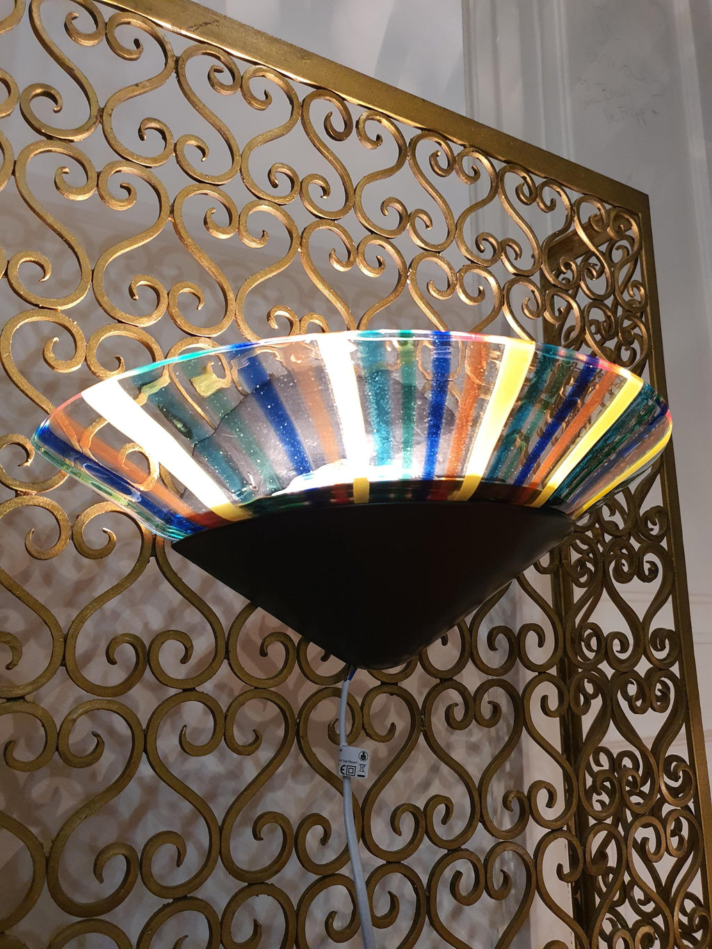 Murano Glass Wall Sconce: Colorful Striped Art Deco Light