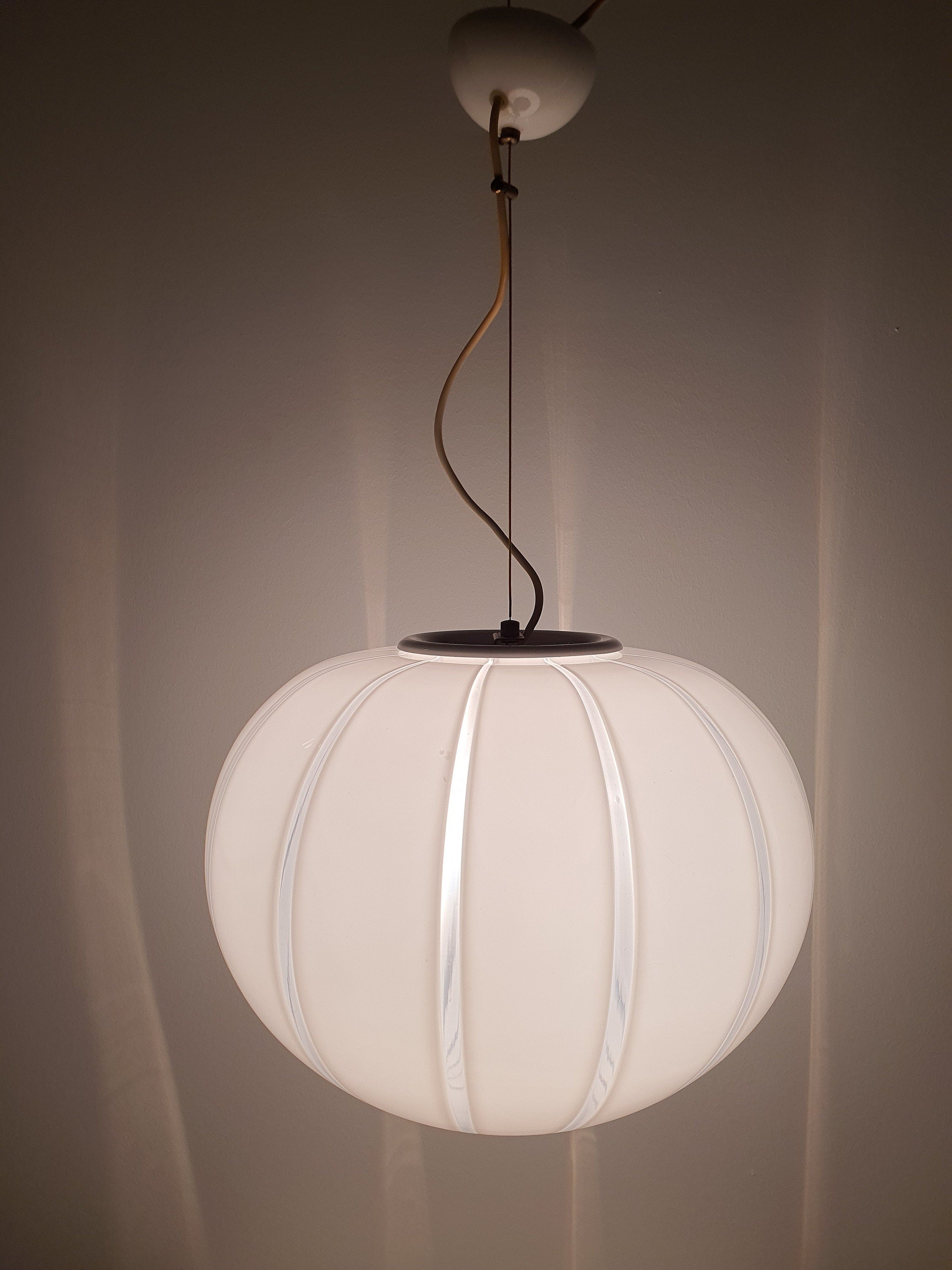 Vintage Murano Glass Swirl Pendant Lamp: Italian MCM Lighting