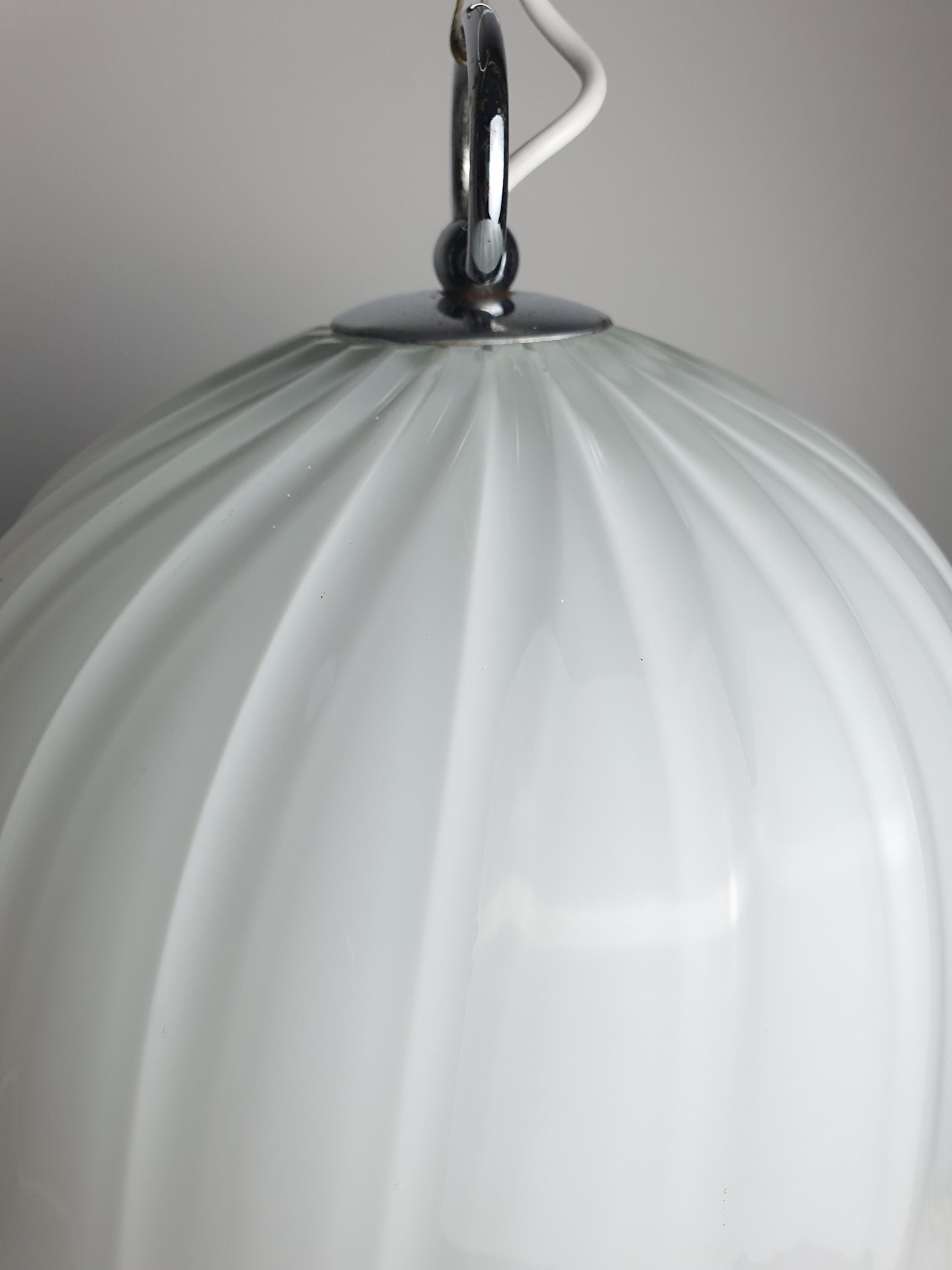 La Murrina Tulip Pendant Light | Vintage Murano Glass Lighting with Green Rim | Italian Mid-Century Modern