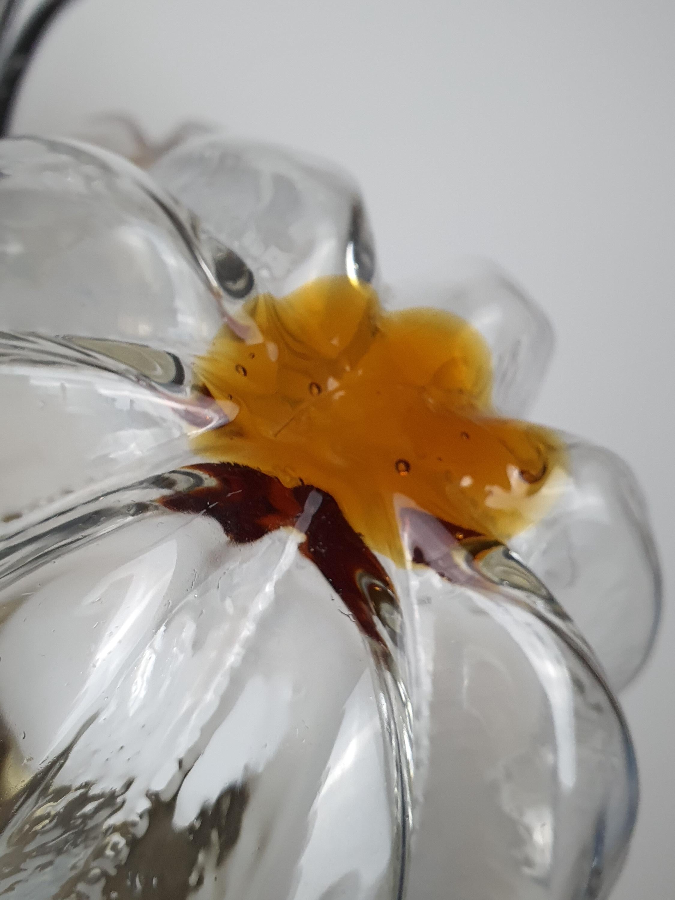 Vintage Murano Glass Chandelier | Mazzega Style | 3-Arm Globes | Chrome & Wooden Base