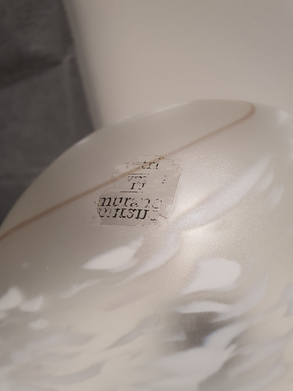 Vintage Murano Glass Table Lamp: White Swirl Globe, Mid-Century Modern Italian Bedside Light