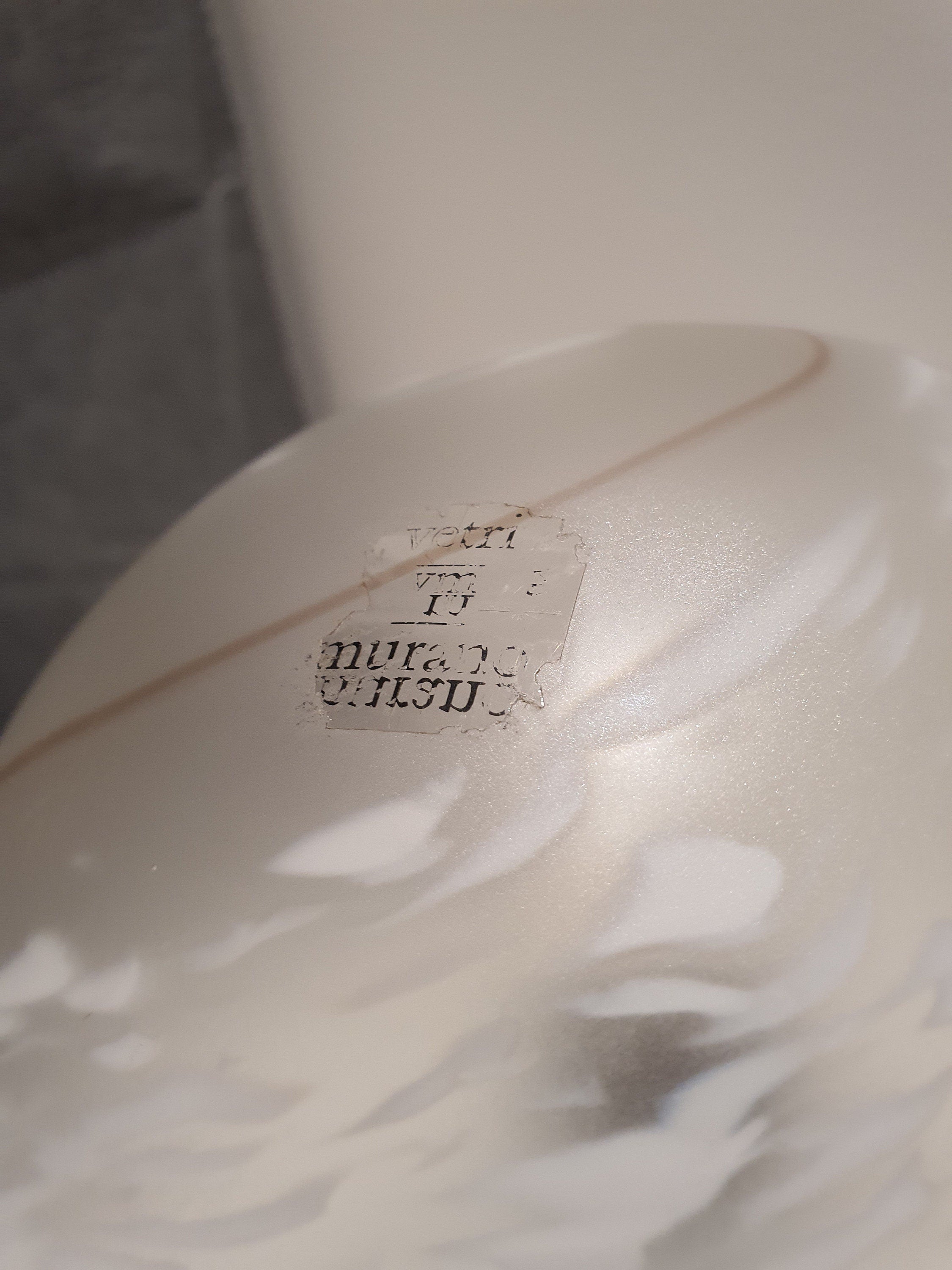 Vintage Murano Glass Table Lamp: White Swirl Globe, Mid-Century Modern Italian Bedside Light