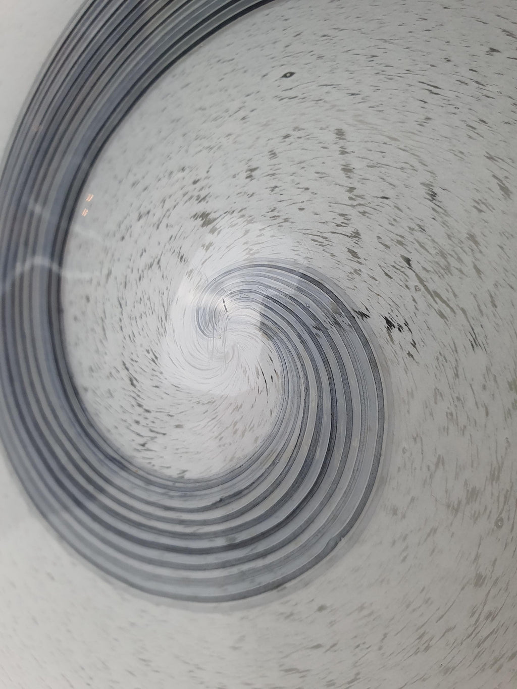 Vintage Murano Glass White, Black & Grey Swirl Flush Mount Light | Mid-Century Italian Lighting