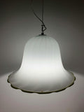 La Murrina Muranoglas tulip Pendelleuchte, weiß mit grün Rand, Mid-Century Modern italienische Beleuchtung