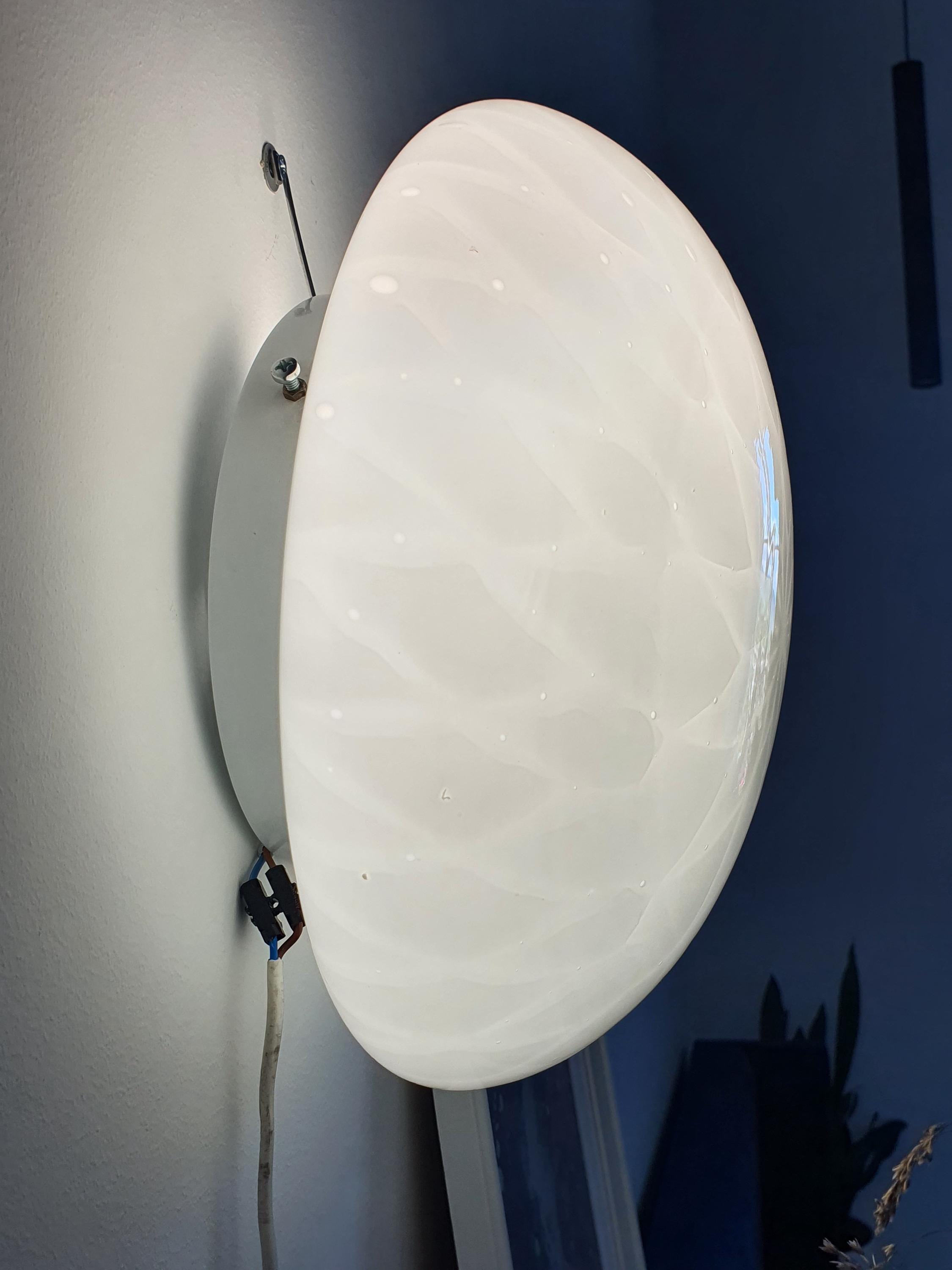 Vintage Murano glass white floral bubbles flush mount light fixture