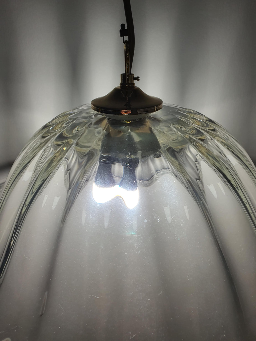 Vintage Murano Glass Lotus Pendant Light Heavy Thick Clear Italian Lighting