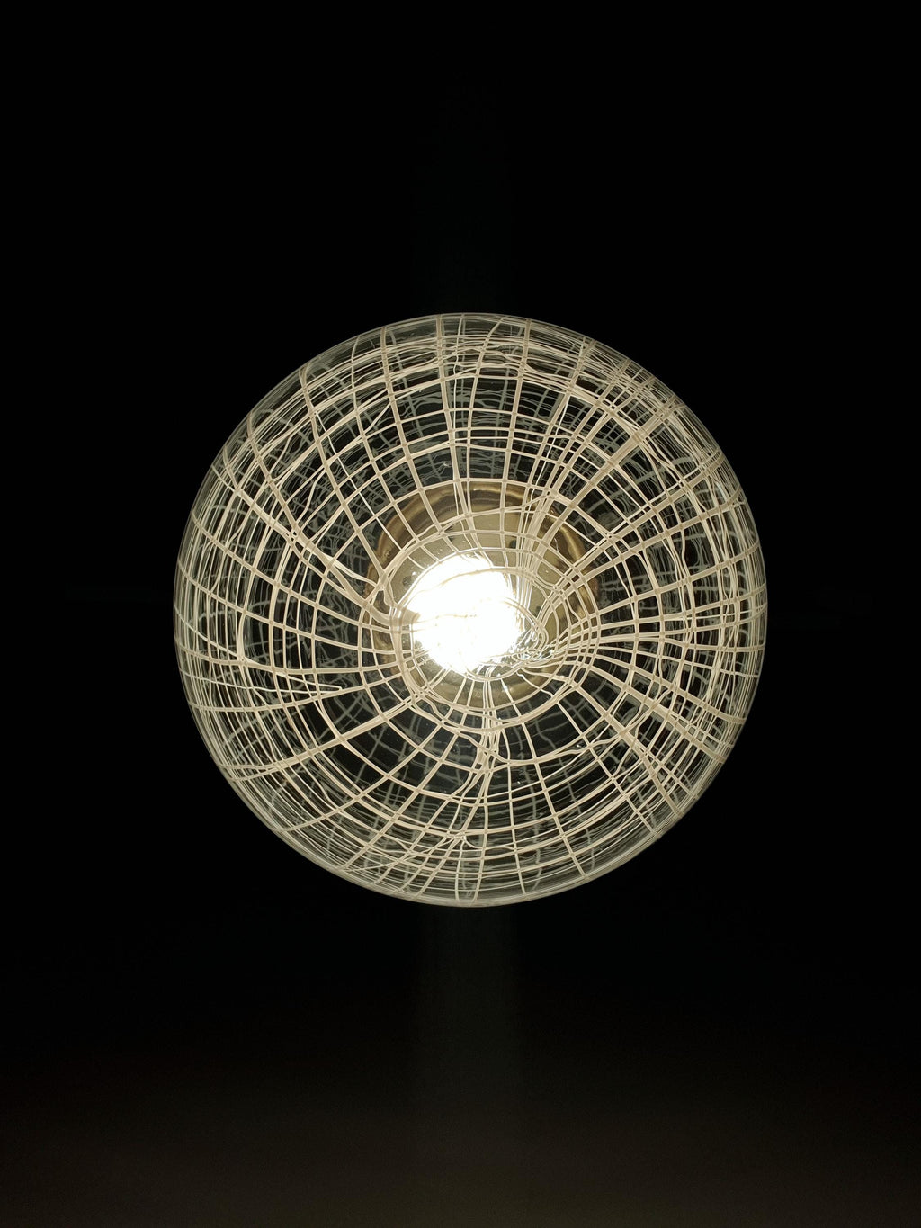 La Murrina white lines petite globe pendant light in vintage Murano glass