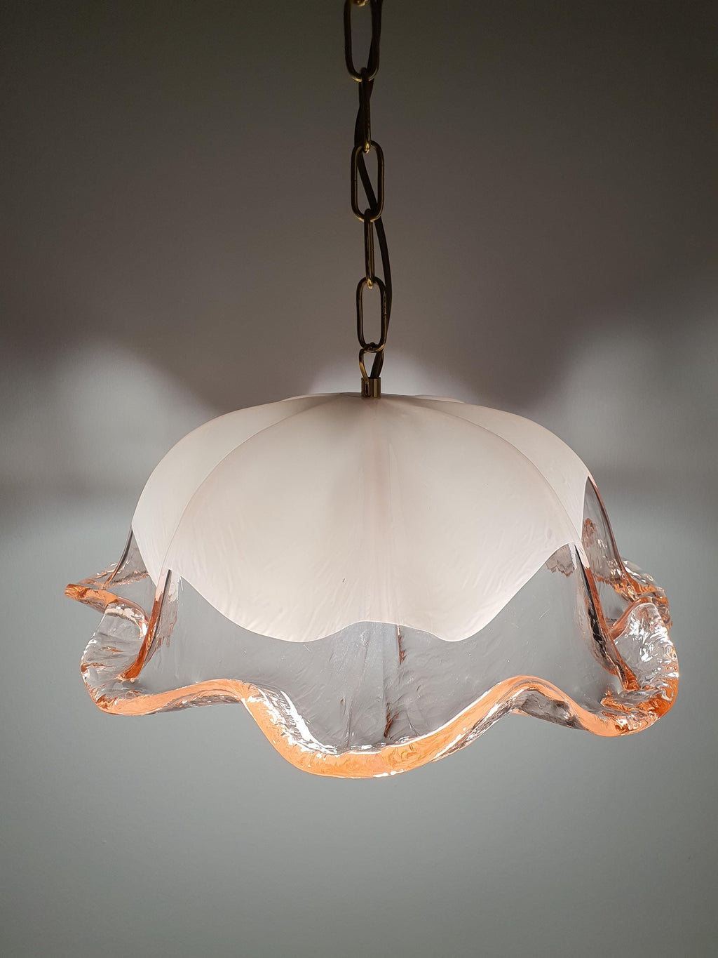 La Murrina Pink Tulip Pendant Light | Vintage Murano Glass Floral Lamp | Italian Mid-Century Lighting