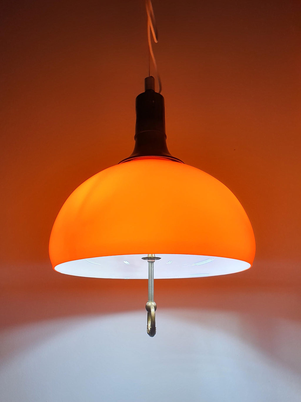 Vintage Italian Space Age Orange Kitchen Pendant Light Handcrafted Glass