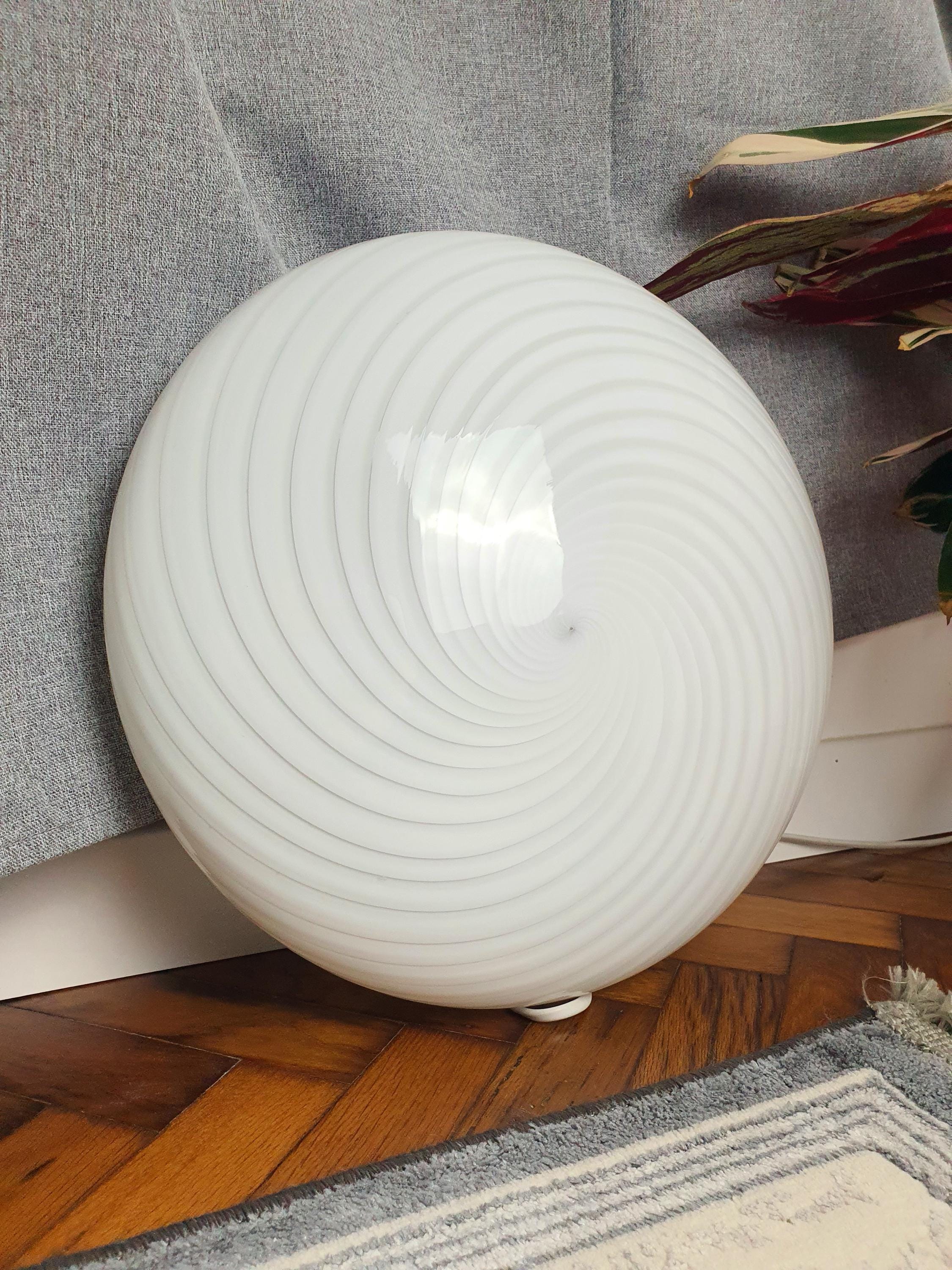 Vintage Murano Glass Swirl Flush Mount Light: Handcrafted Italian Ceiling Lamp