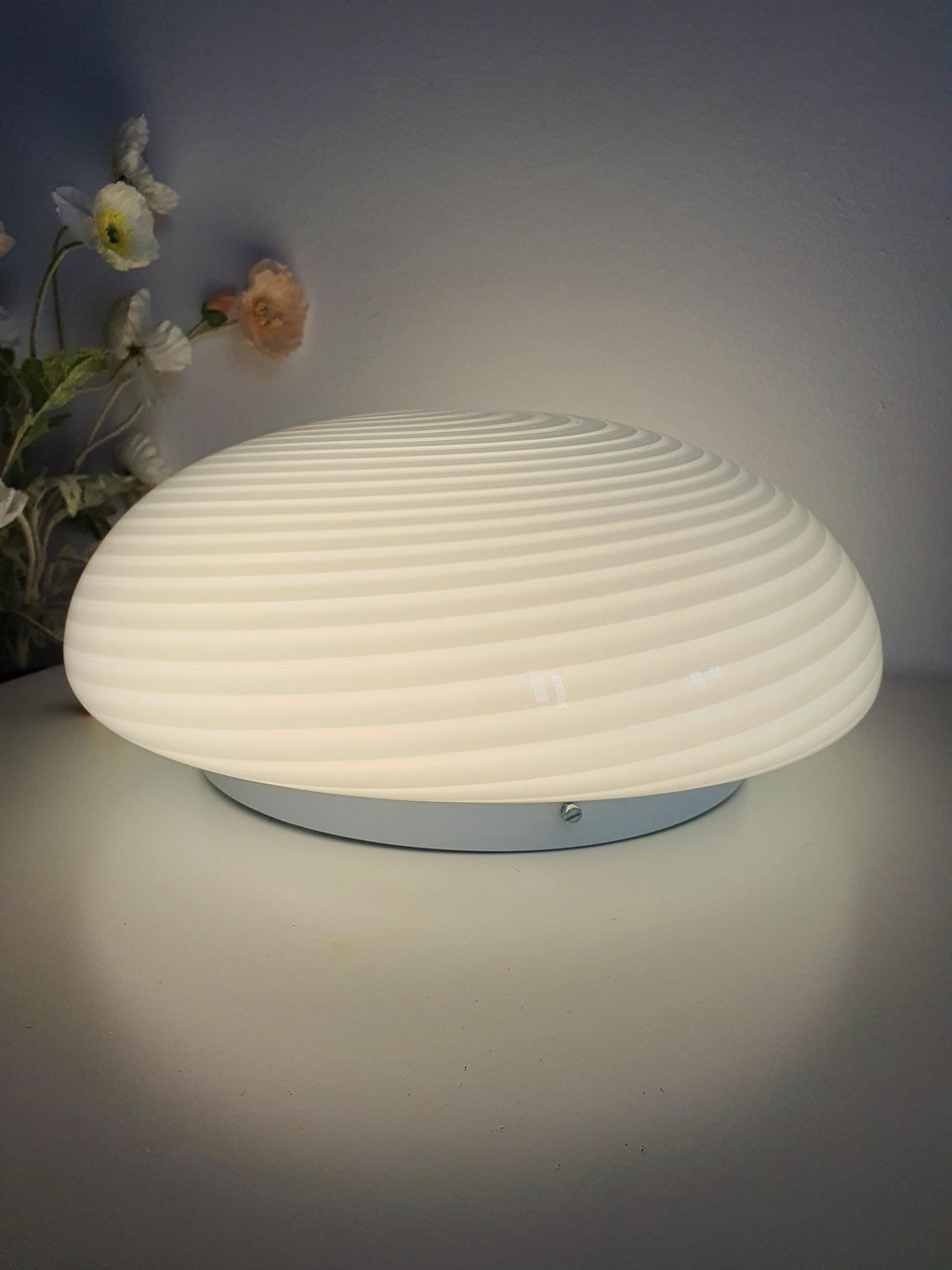 Vintage Murano Glass Swirl Flush Mount Light: Retro Italian Ceiling Lamp
