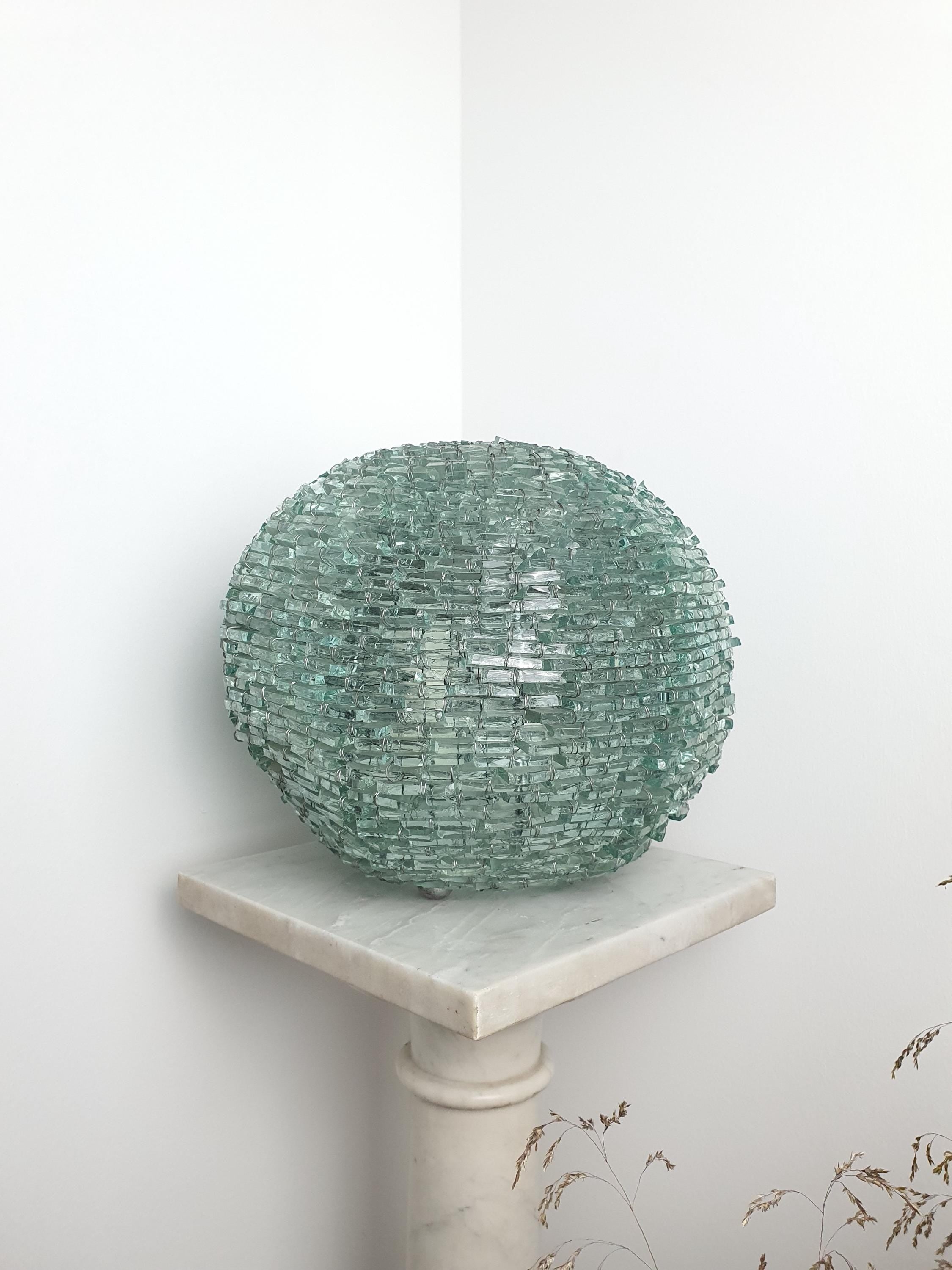 Mosaic Bottle Glass Globe Lamp: Retro Midcentury Table Light