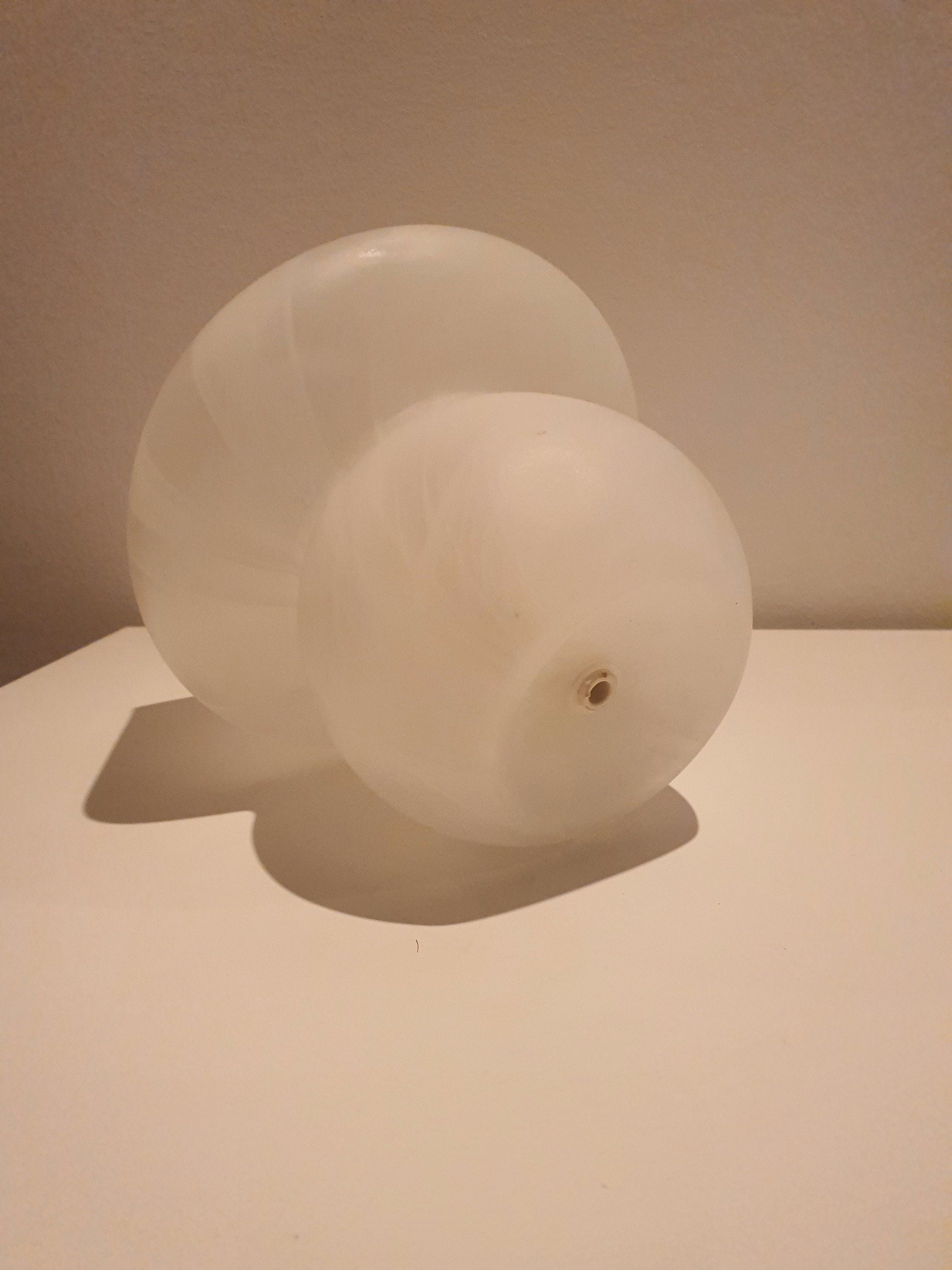 Vintage Murano Glass Mushroom Table Lamp: White Swirl Italian MCM