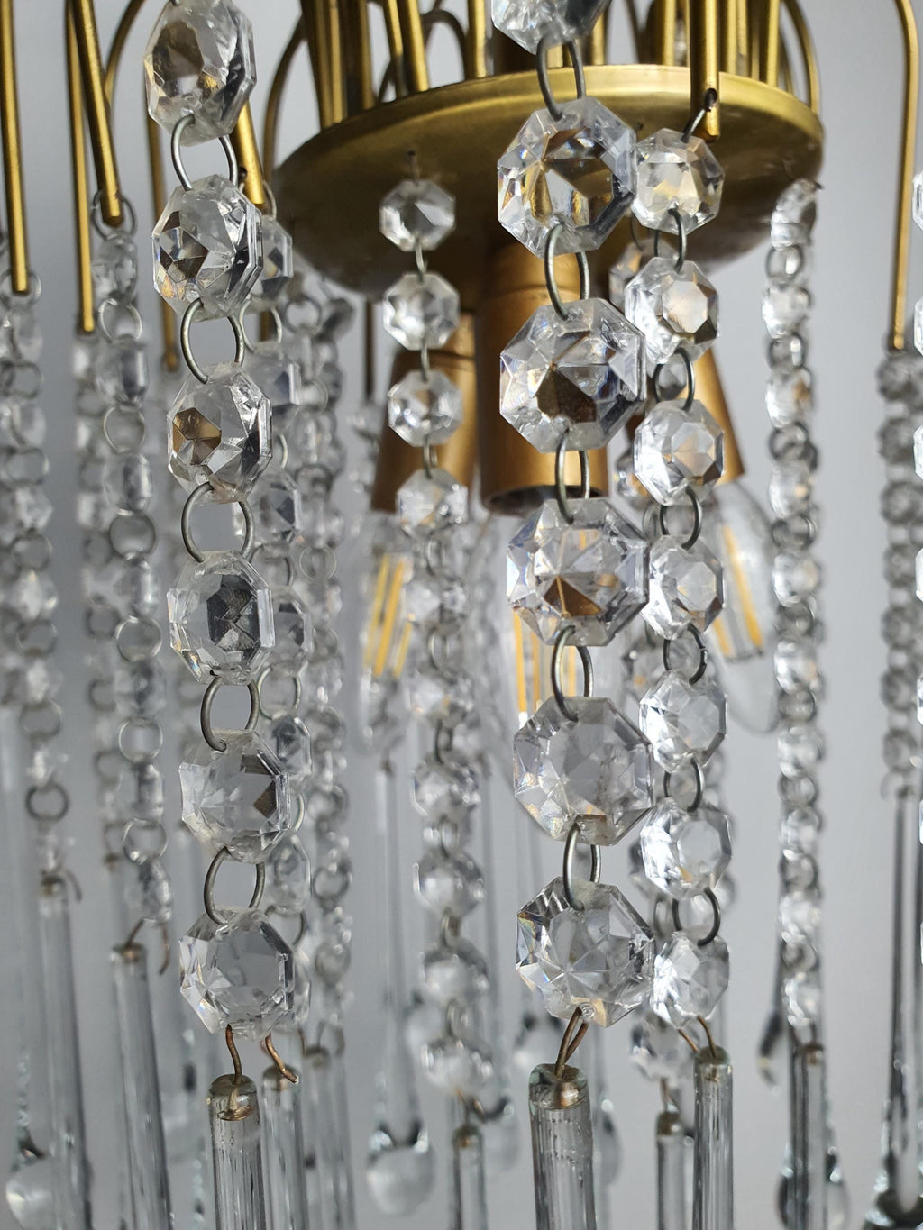Vintage Italian chandelier — light wear on metal parts consistent with vintage condition