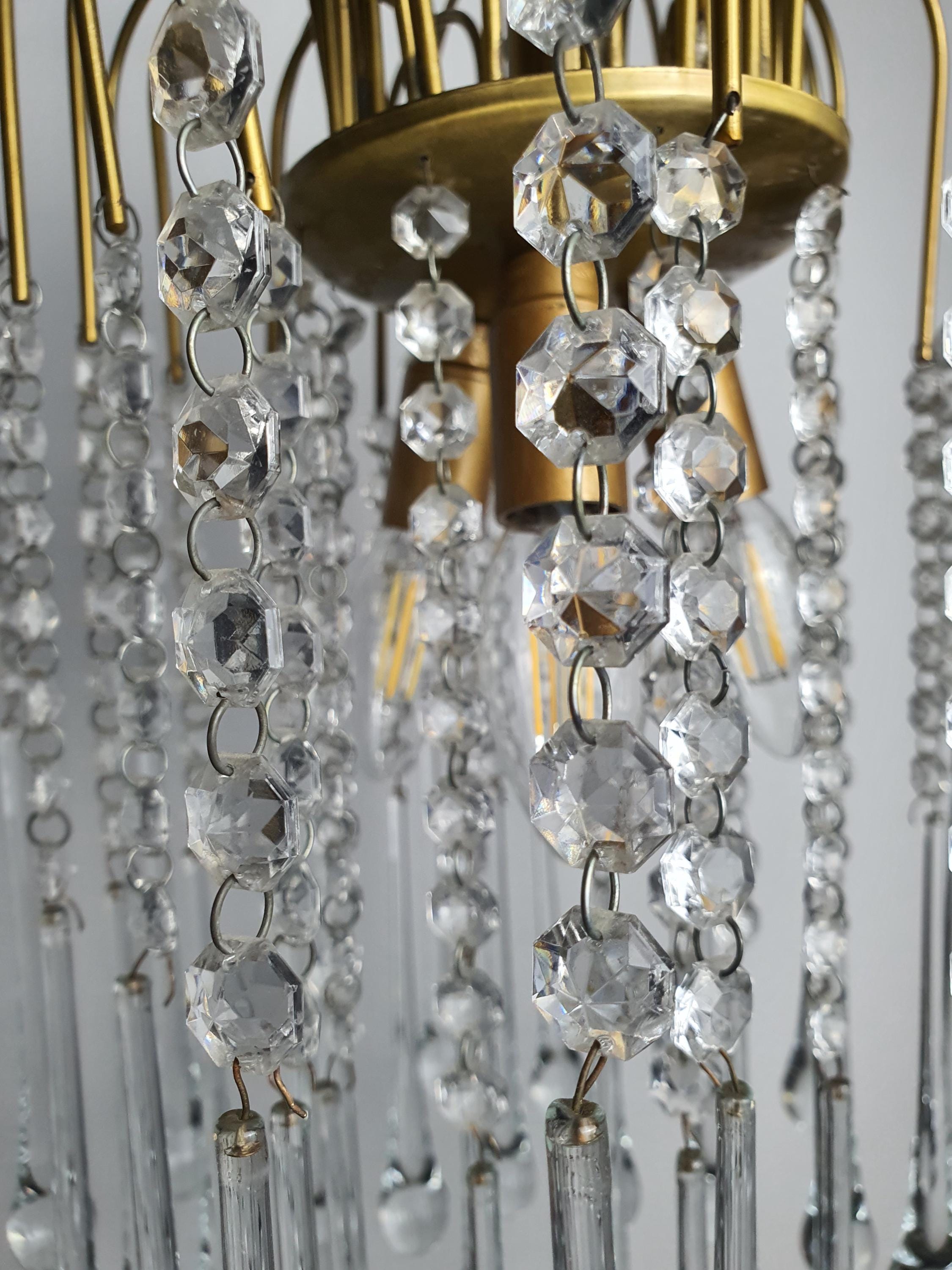 Vintage Italian chandelier — light wear on metal parts consistent with vintage condition