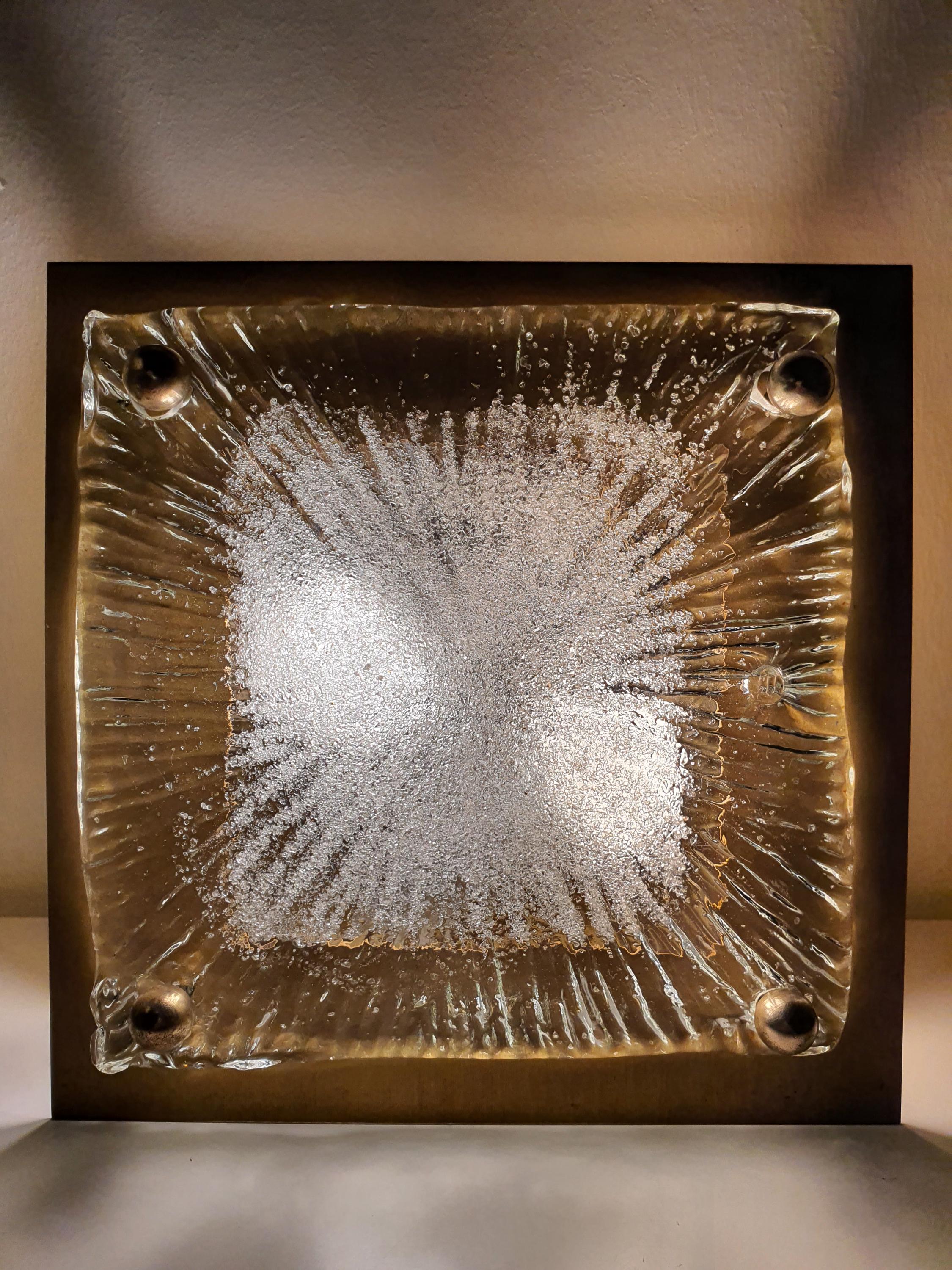 La Murrina Vintage Murano Glass Flush Mount – Handblown Organic Square Ceiling Light