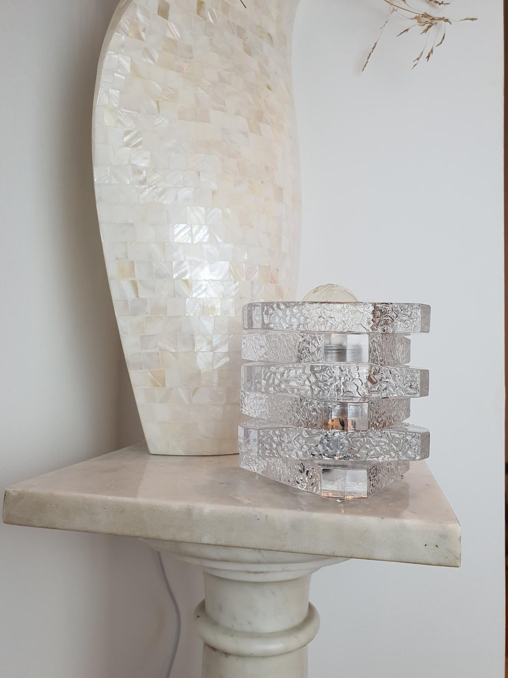 Vintage Peill & Putzler Glass Cube Table Lamp: 1970s German Modernist Lighting