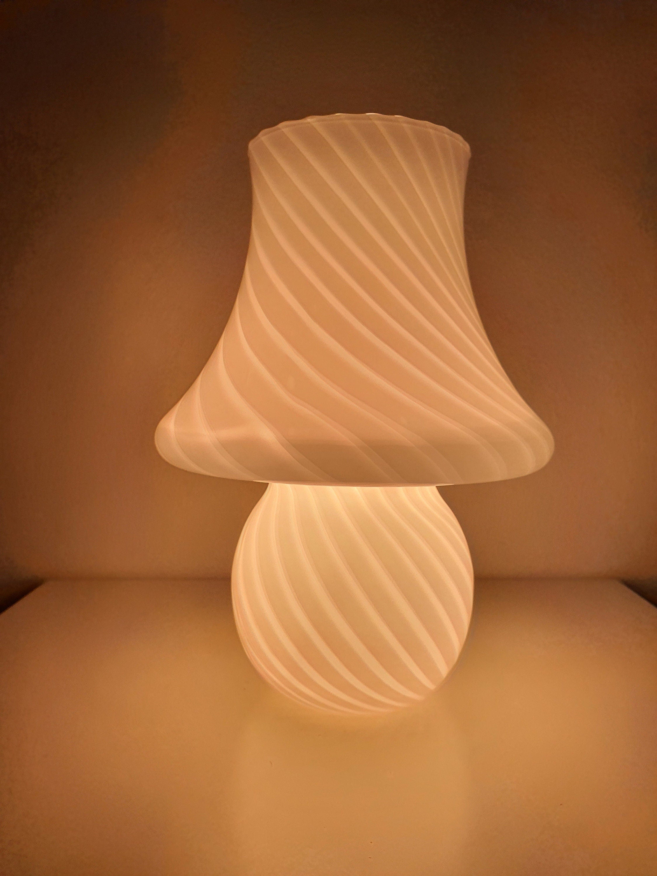 XL White Swirl Murano Glass Mushroom Lamp - 1970s Mid-Century Modern