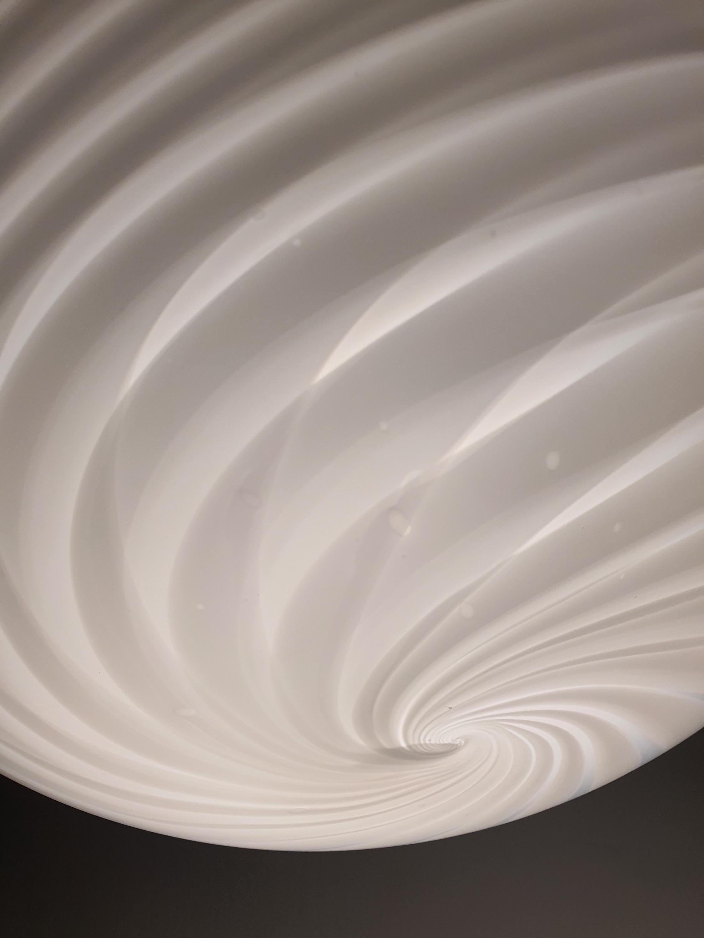 Murano Glass Globe Pendant Light: White Swirl, Handcrafted Italian Chandelier