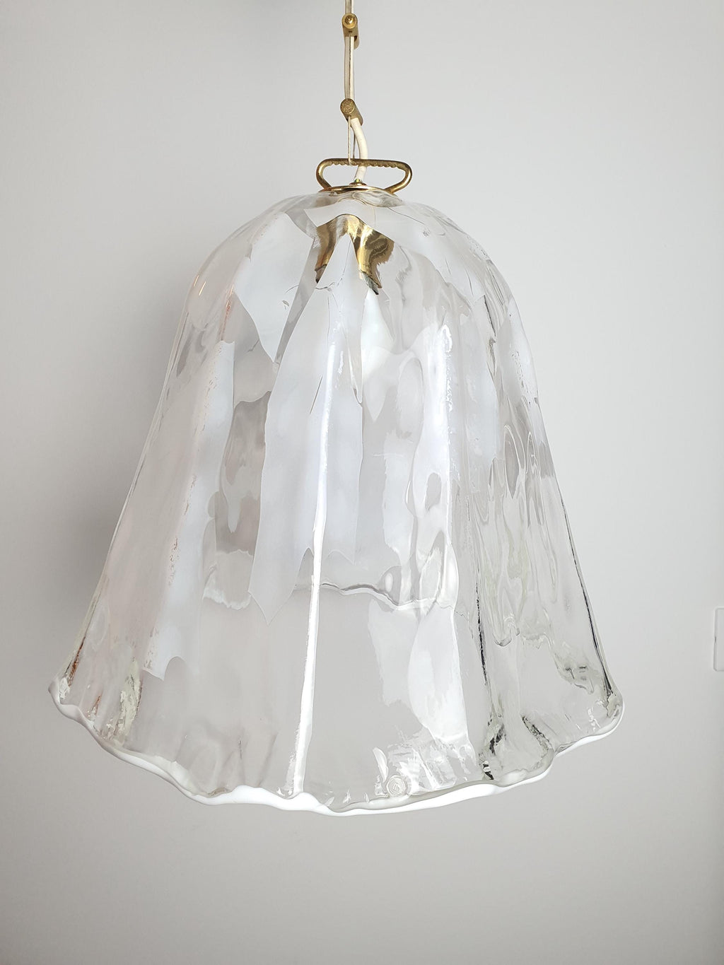 Vintage La Murrina Murano Glass Bell Pendant Light: Italian Floral Lighting