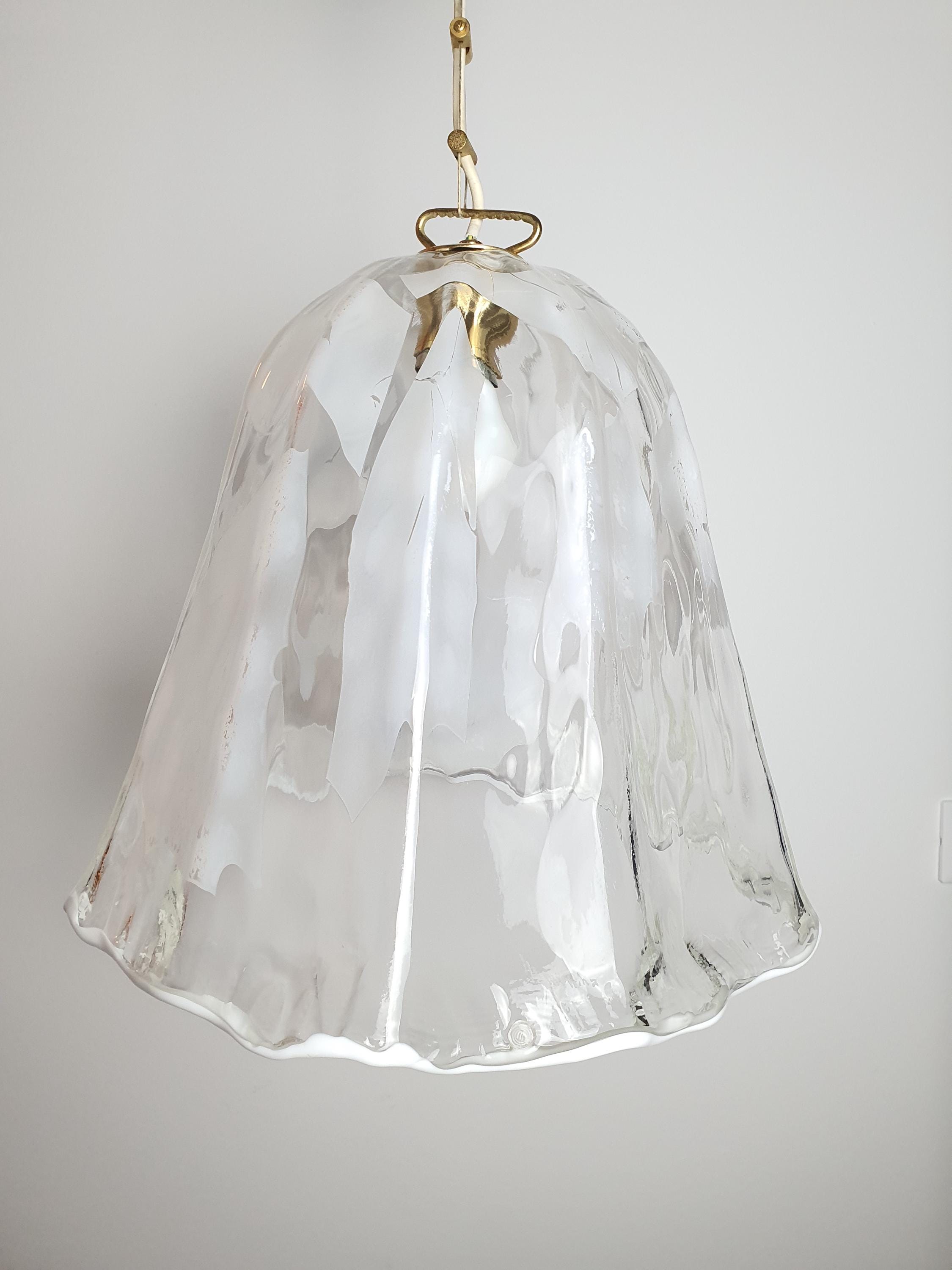 Vintage La Murrina Murano Glass Bell Pendant Light: Italian Floral Lighting